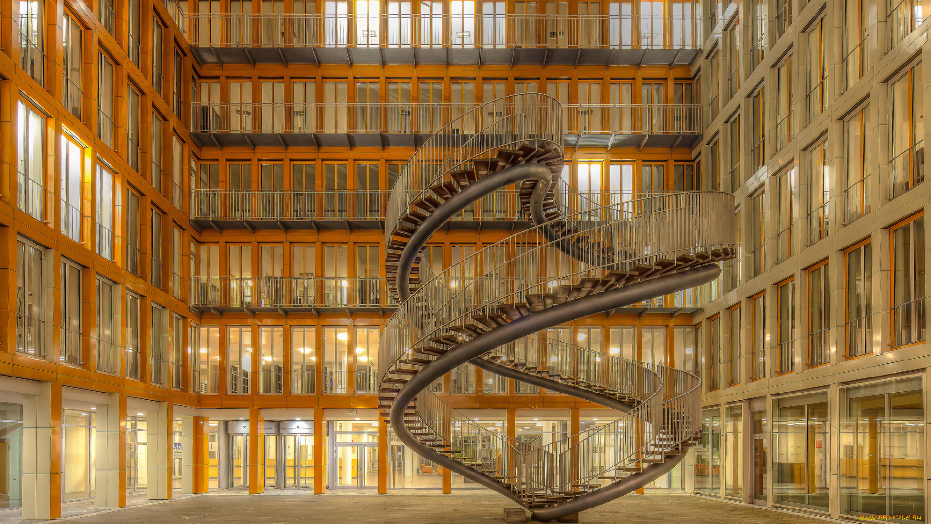 munich, germany, интерьер, холлы, лестницы, корридоры, мюнхен, германия, архитектура, лестница