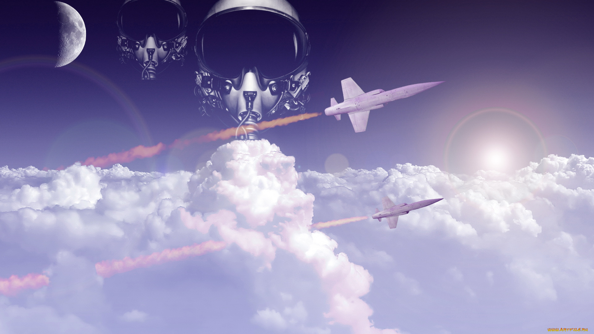 разное, компьютерный, дизайн, планеты, самолеты, облка