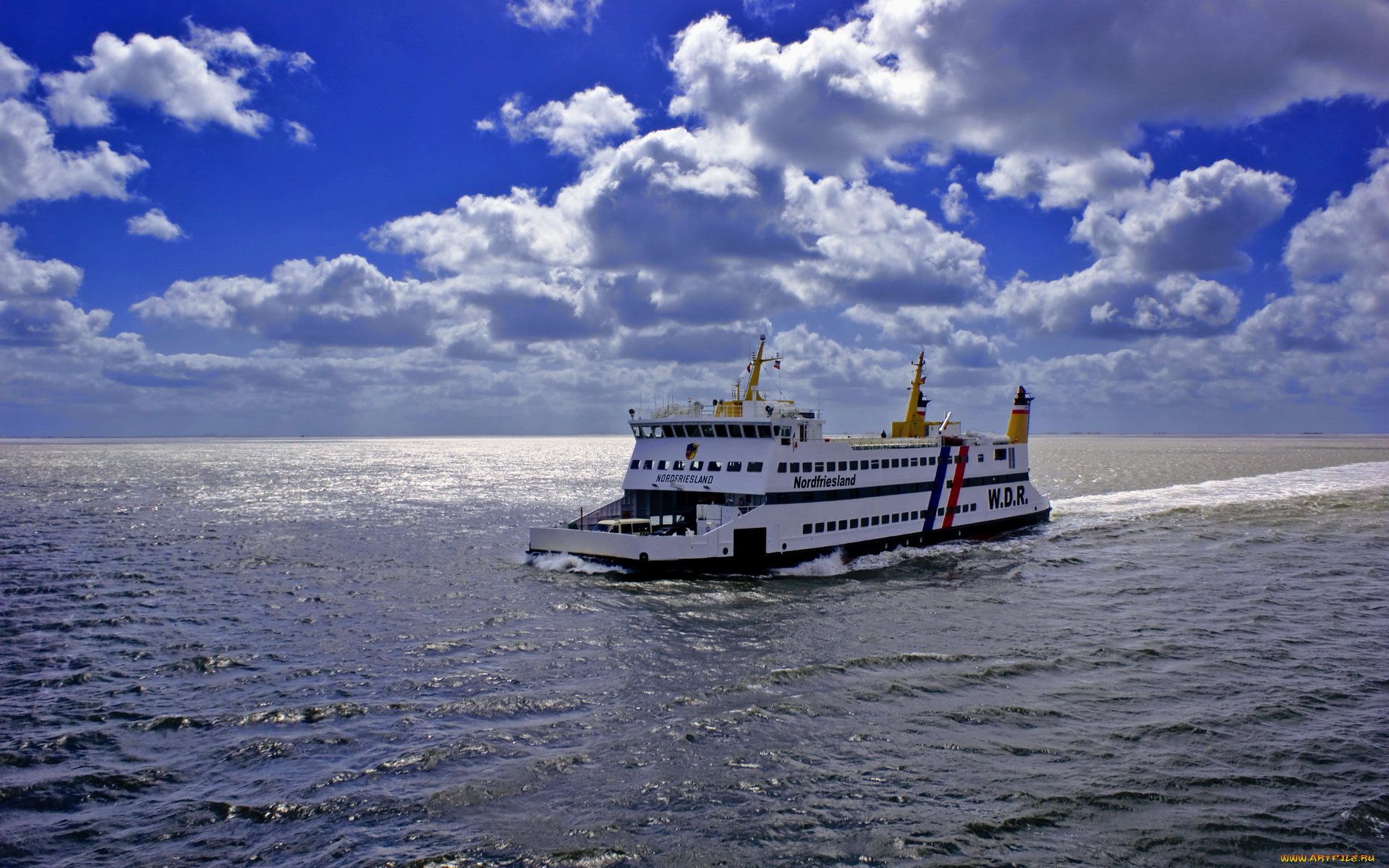 корабли, теплоходы, море, паром