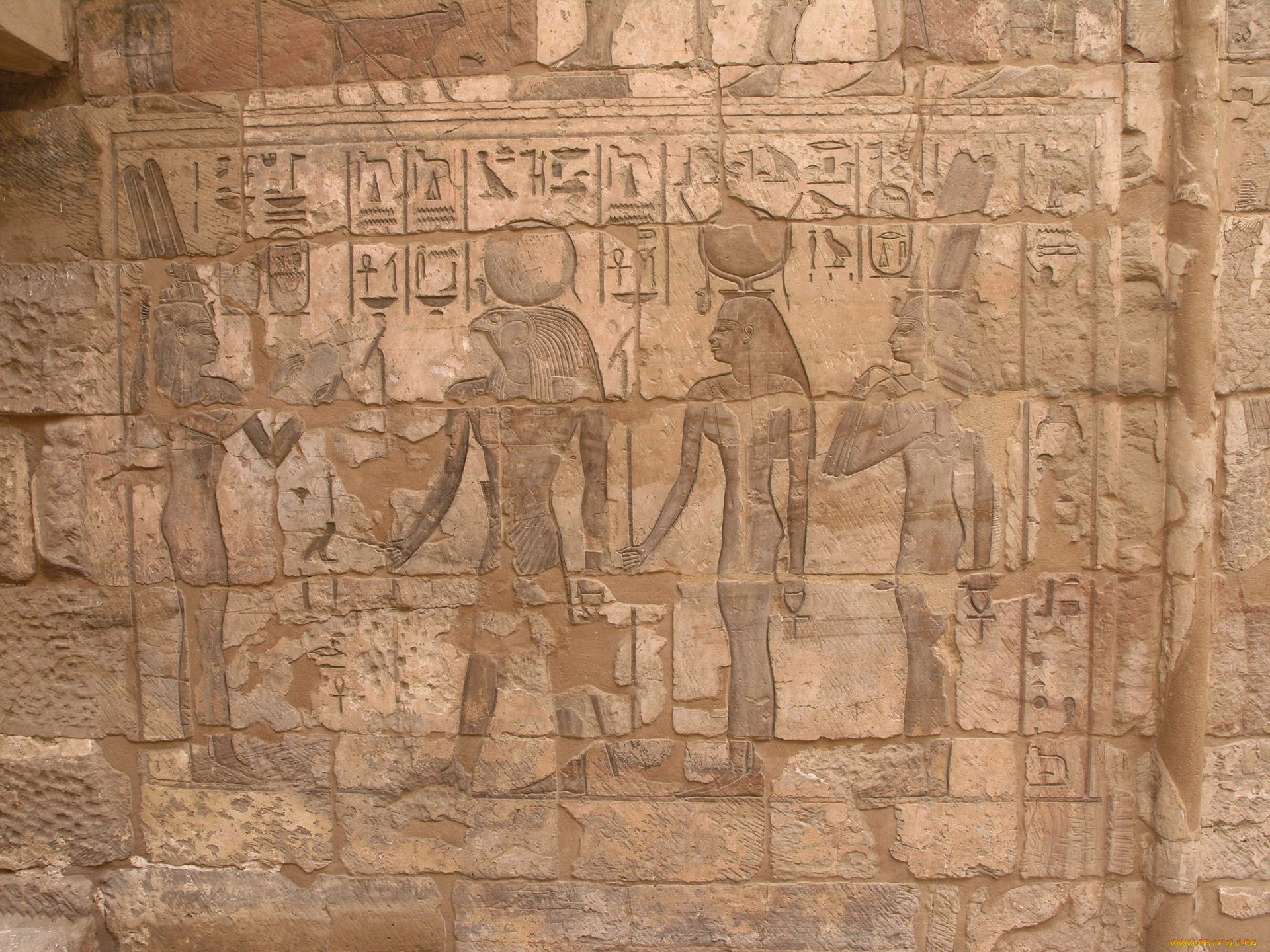 разное, рельефы, статуи, музейные, экспонаты, древний, египет