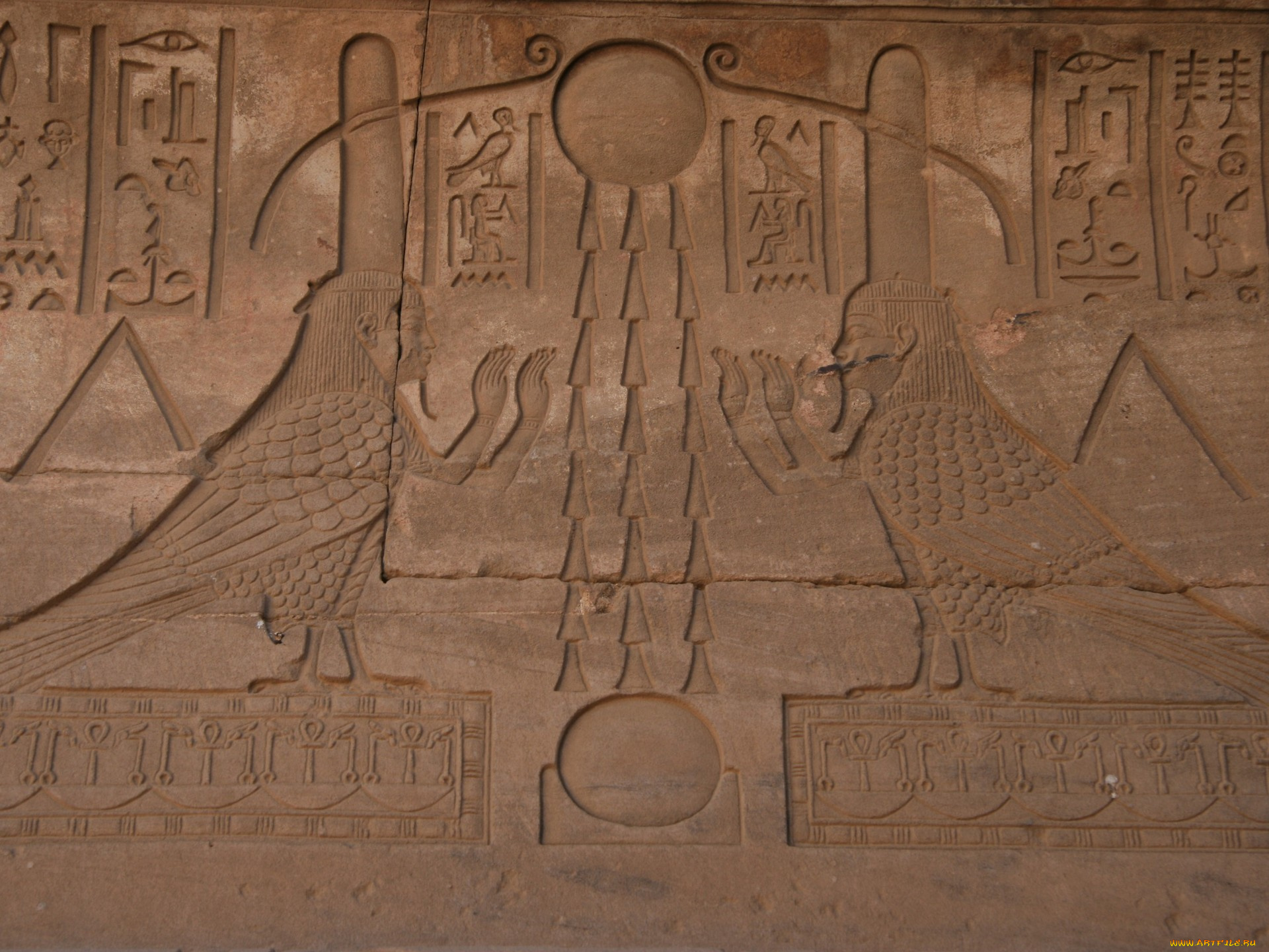 разное, рельефы, статуи, музейные, экспонаты, древний, египет