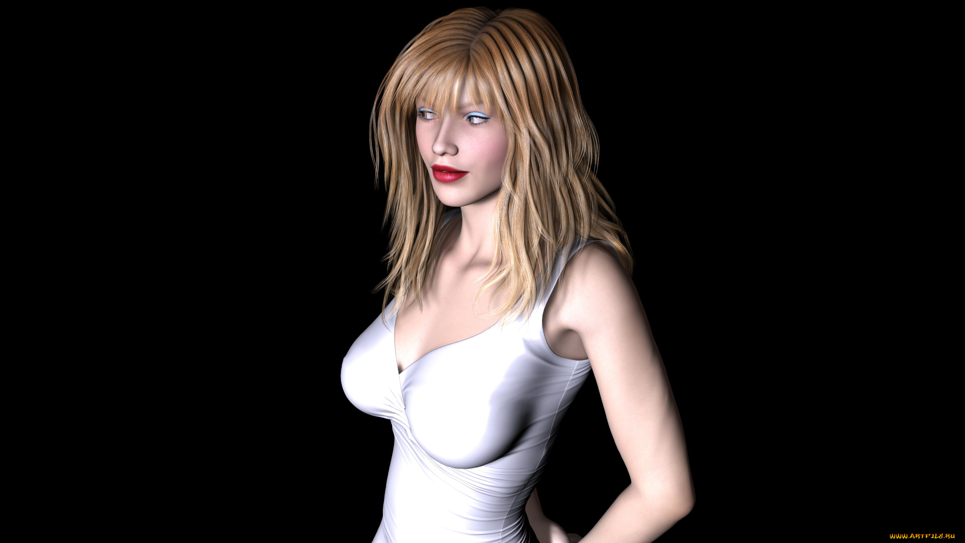 brooklyn, 3д, графика, люди, , people, девушка, взгляд, блондинка