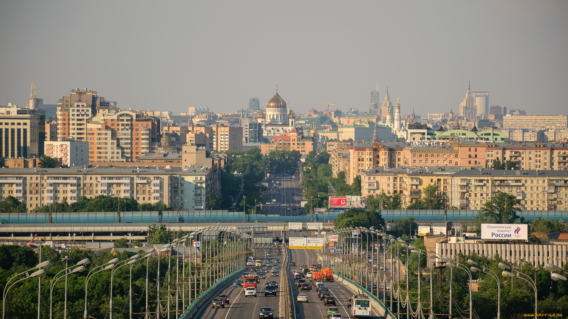 города, москва, , россия, панорама
