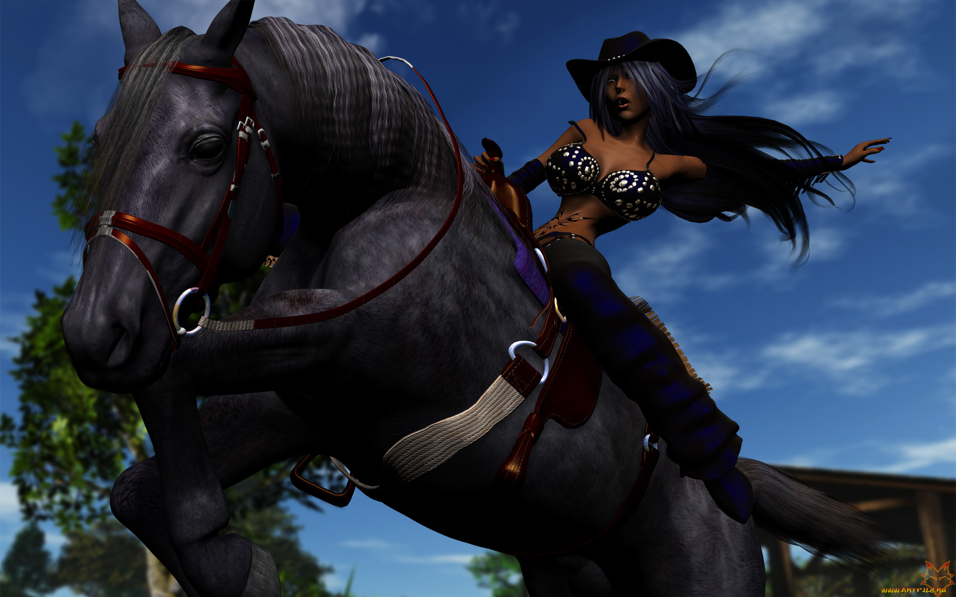 3д, графика, люди, , people, девушка, лошадь