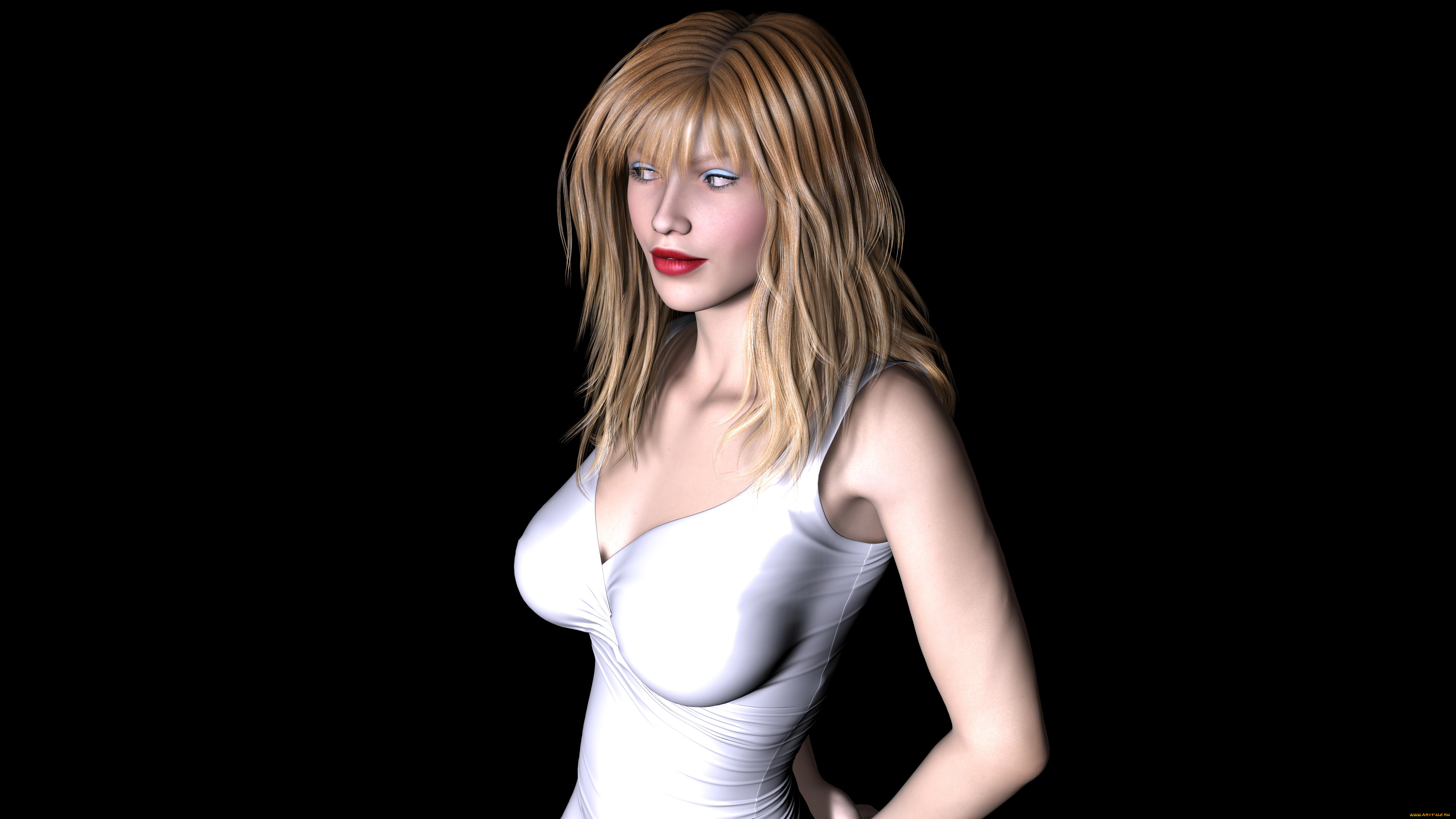 brooklyn, 3д, графика, люди, , people, девушка, взгляд, блондинка