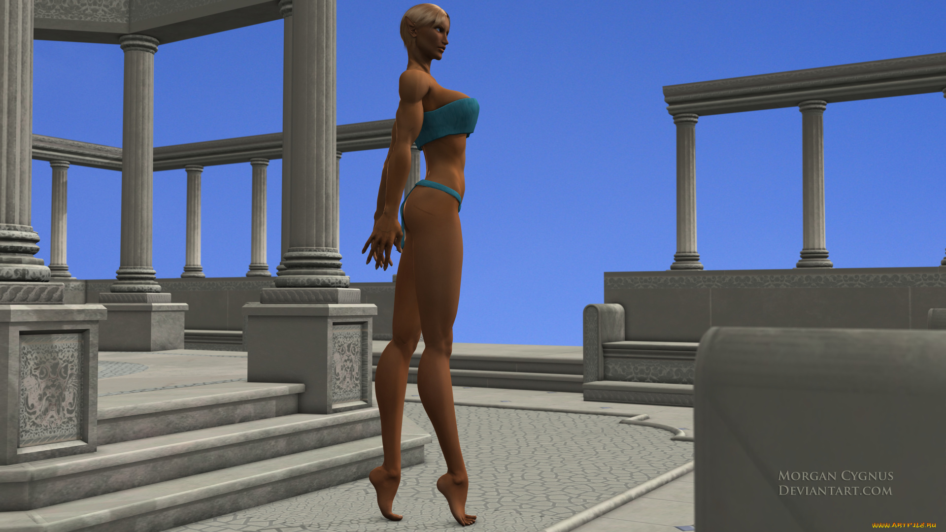 3д, графика, эльфы, , elves, взгляд, фон, эльфийка