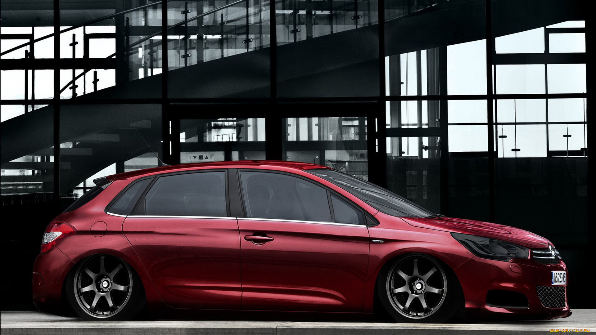 автомобили, виртуальный, тюнинг, красный, c4, citroen