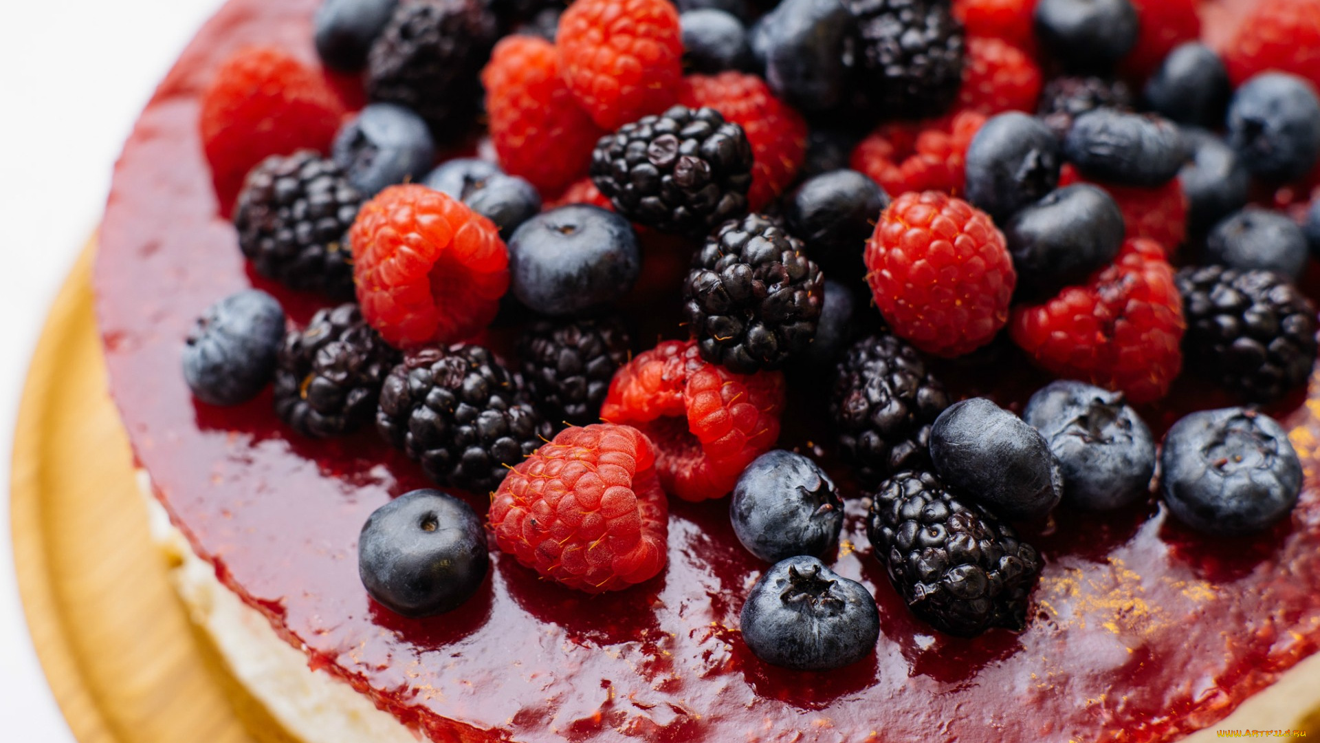 еда, торты, торт, желе, ягоды, малина, ежевика, голубика