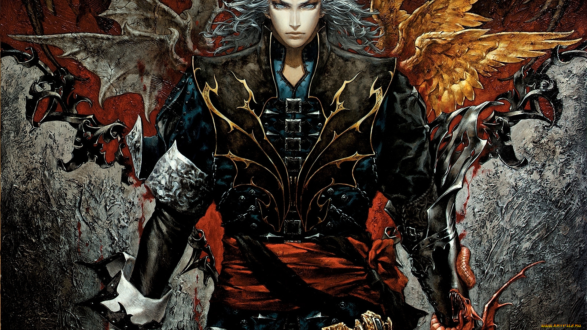 видео, игры, castlevania, , curse, of, darkness, крылья, змея, белые, волосы, hector, мужчина, ayami, kojima, арт