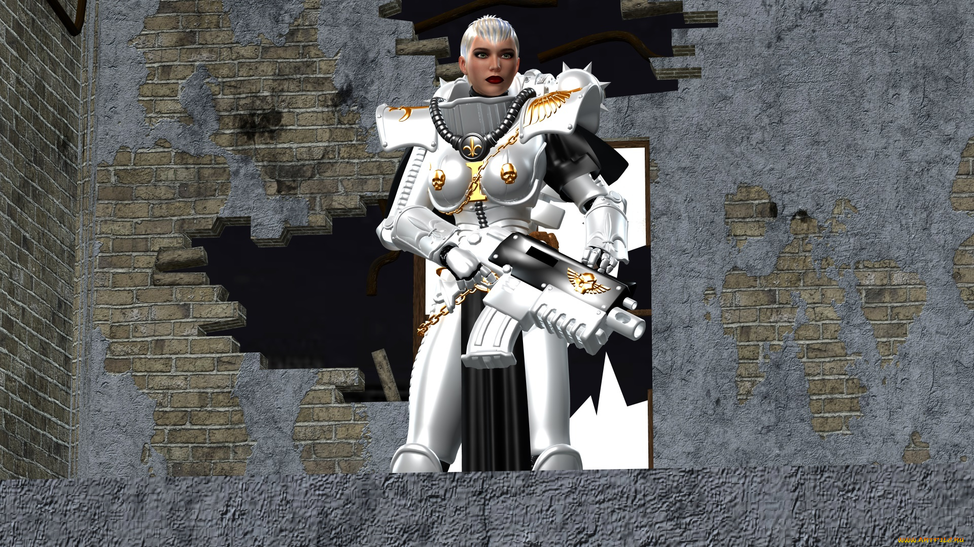 видео, игры, dark, heresy, девушка, взгляд, фон, оружие