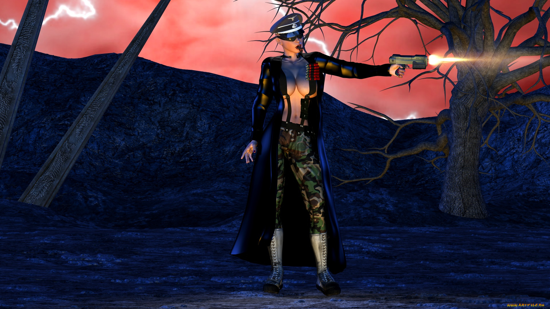 видео, игры, dark, heresy, девушка, взгляд, фон, оружие