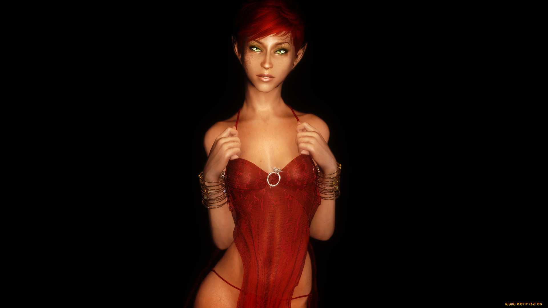 видео, игры, the, elder, scrolls, v, , skyrim, взгляд, эльфийка, фон