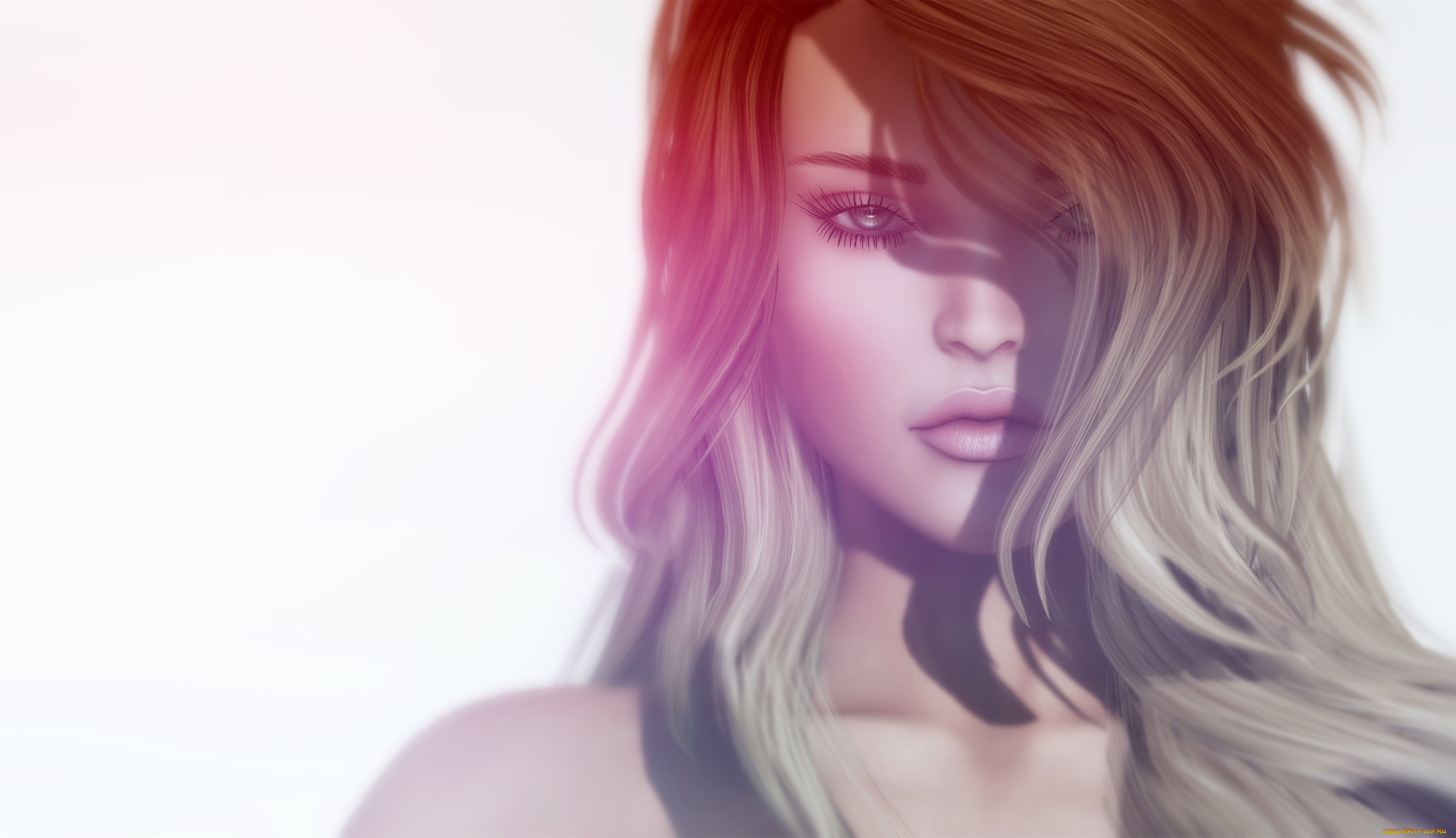 3д, графика, портрет, , portraits, взгляд, волосы, портрет, девушка