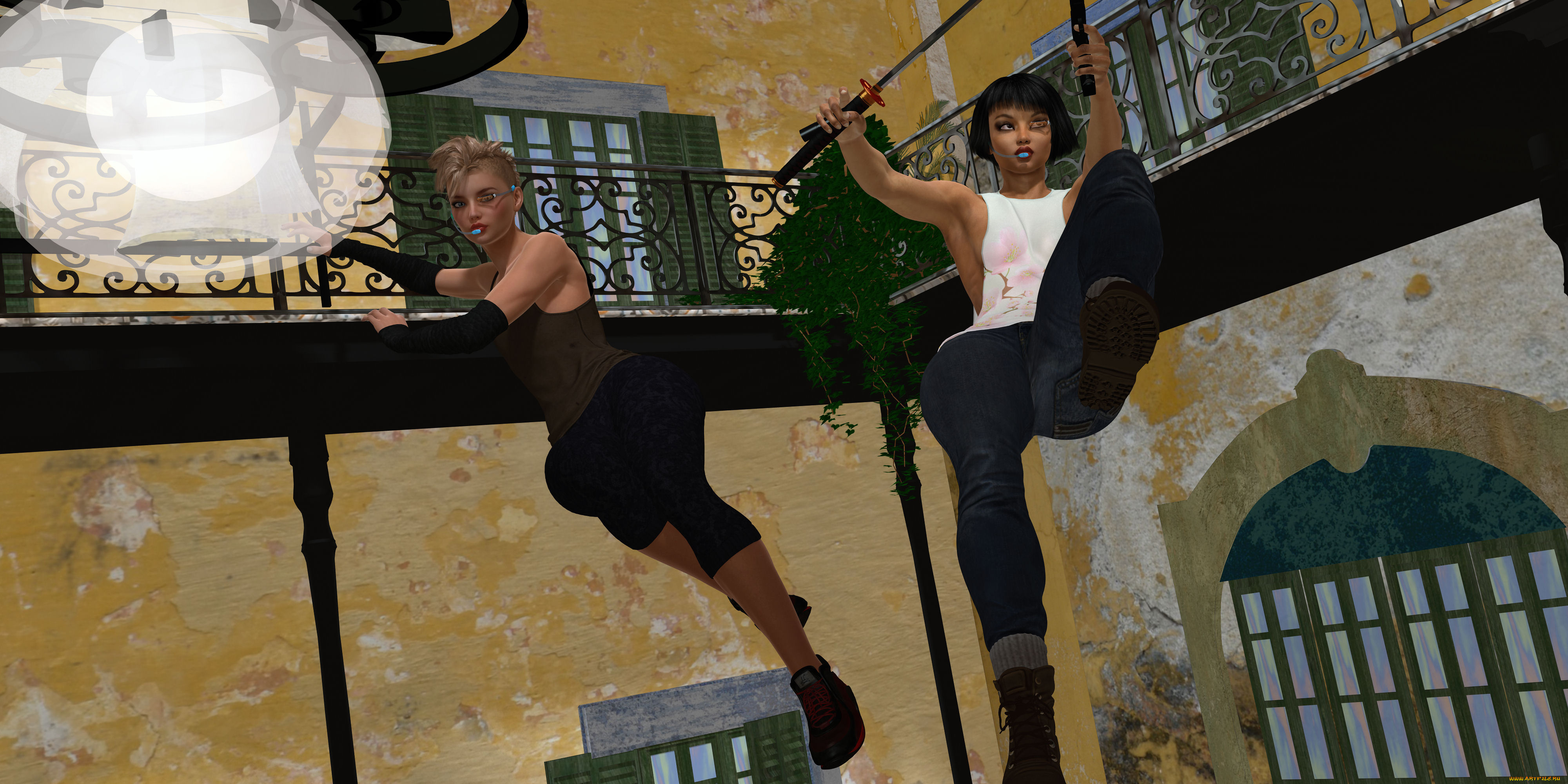 3д, графика, фантазия, , fantasy, позы, фон, взгляд, девушки