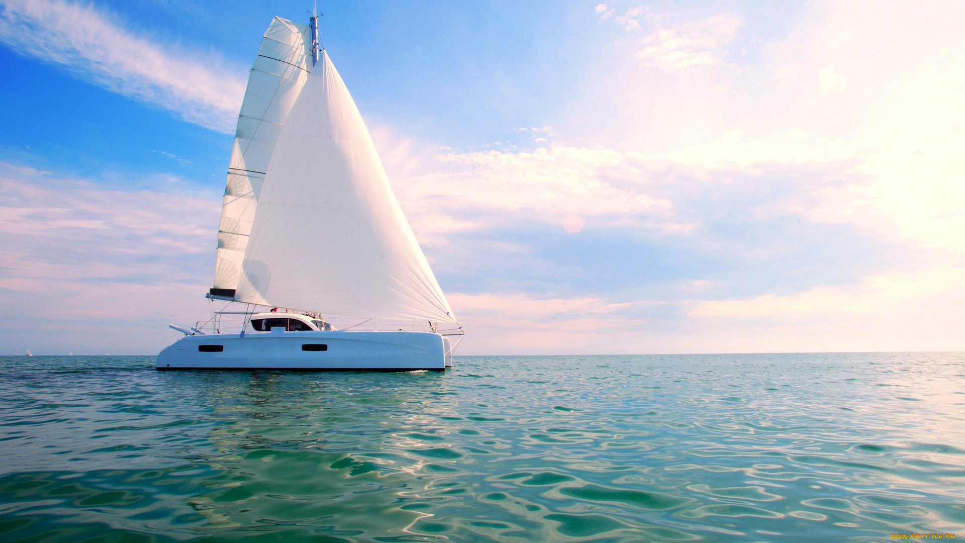 корабли, катамараны, и, тримараны, пейзаж, яхта, море