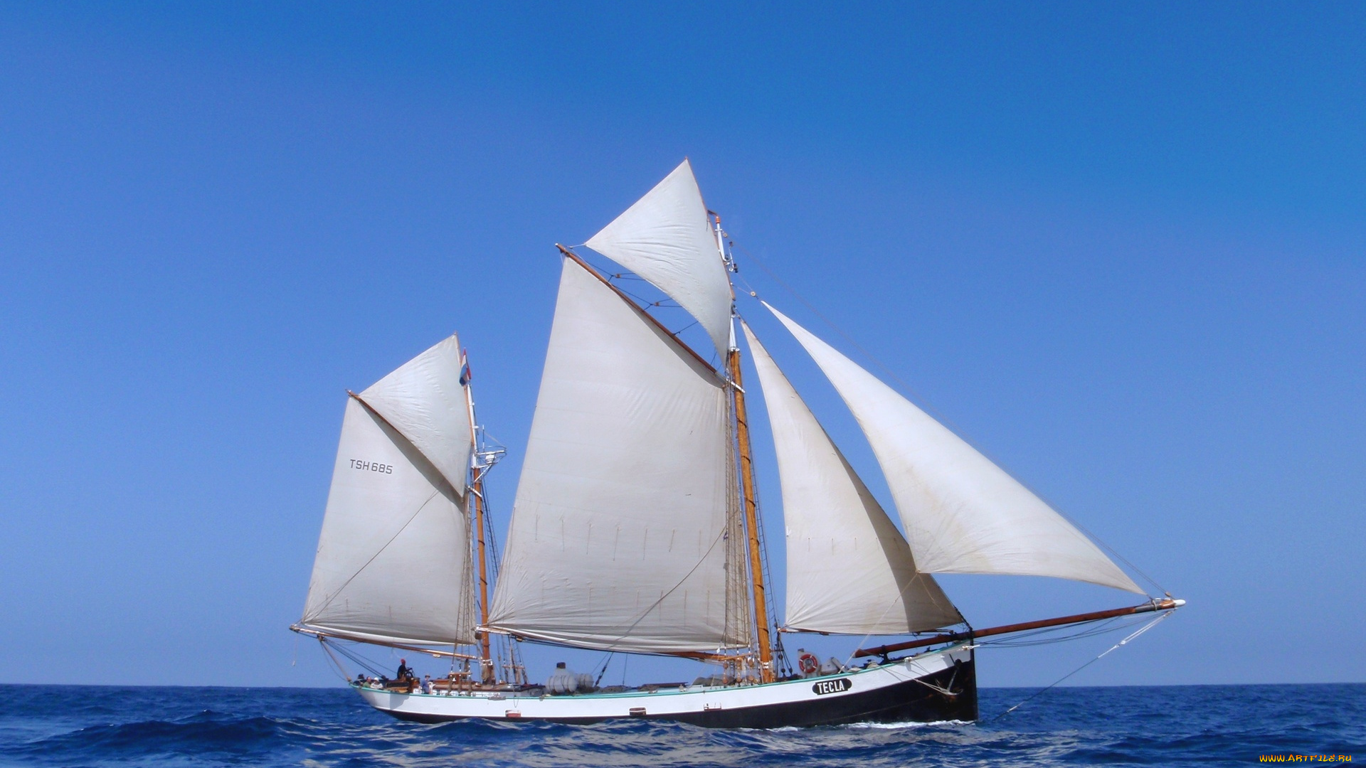 корабли, парусники, водоем