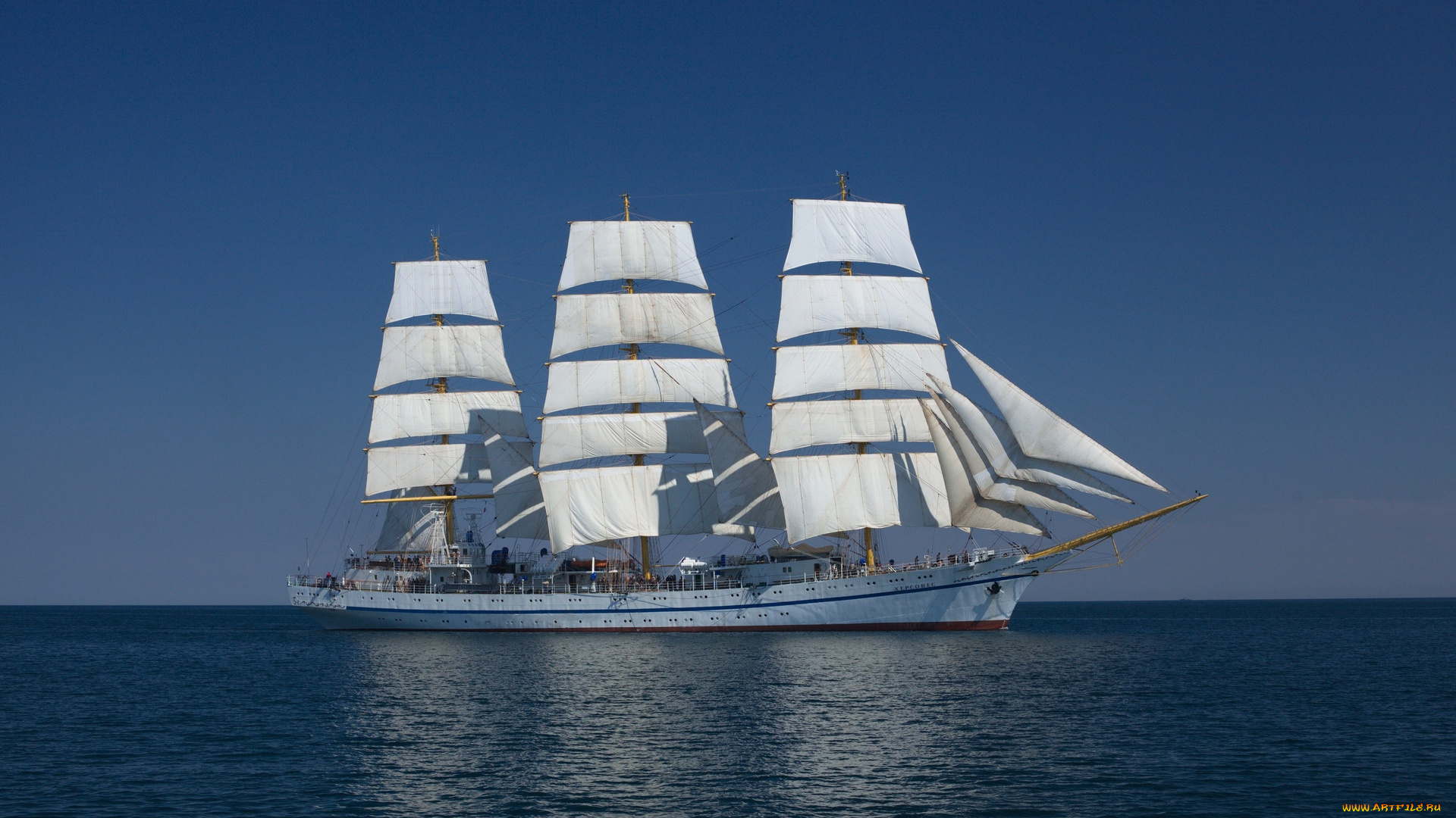 корабли, парусники, водоем