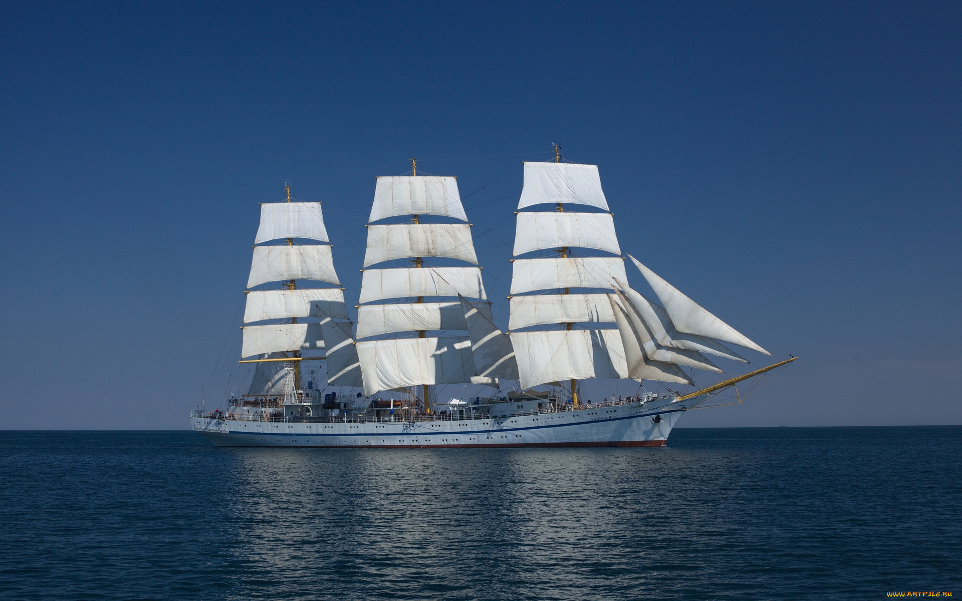 корабли, парусники, водоем