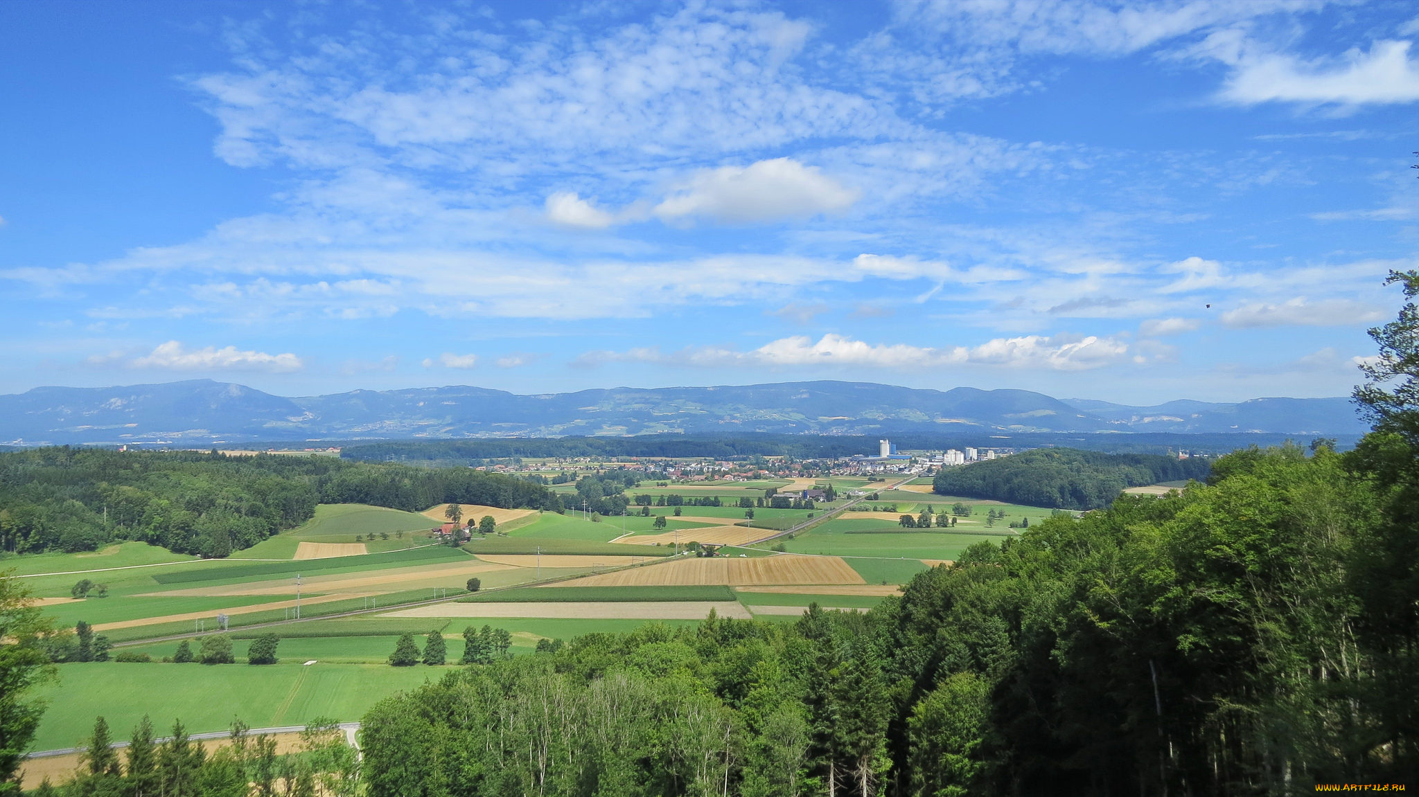 природа, пейзажи, деревья, холмы