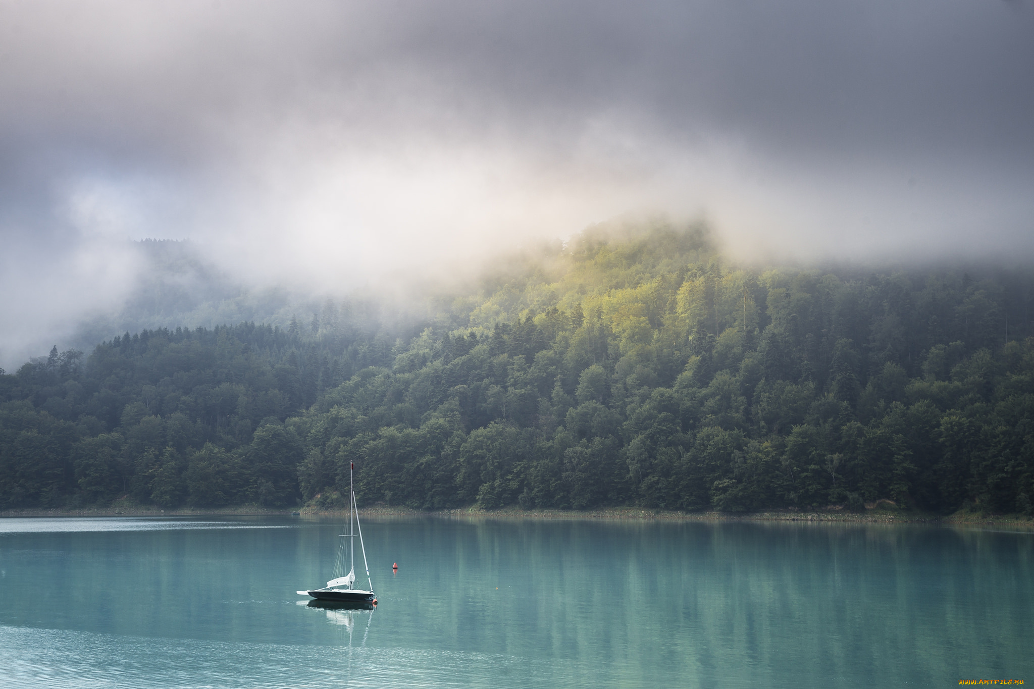 корабли, парусники, утро