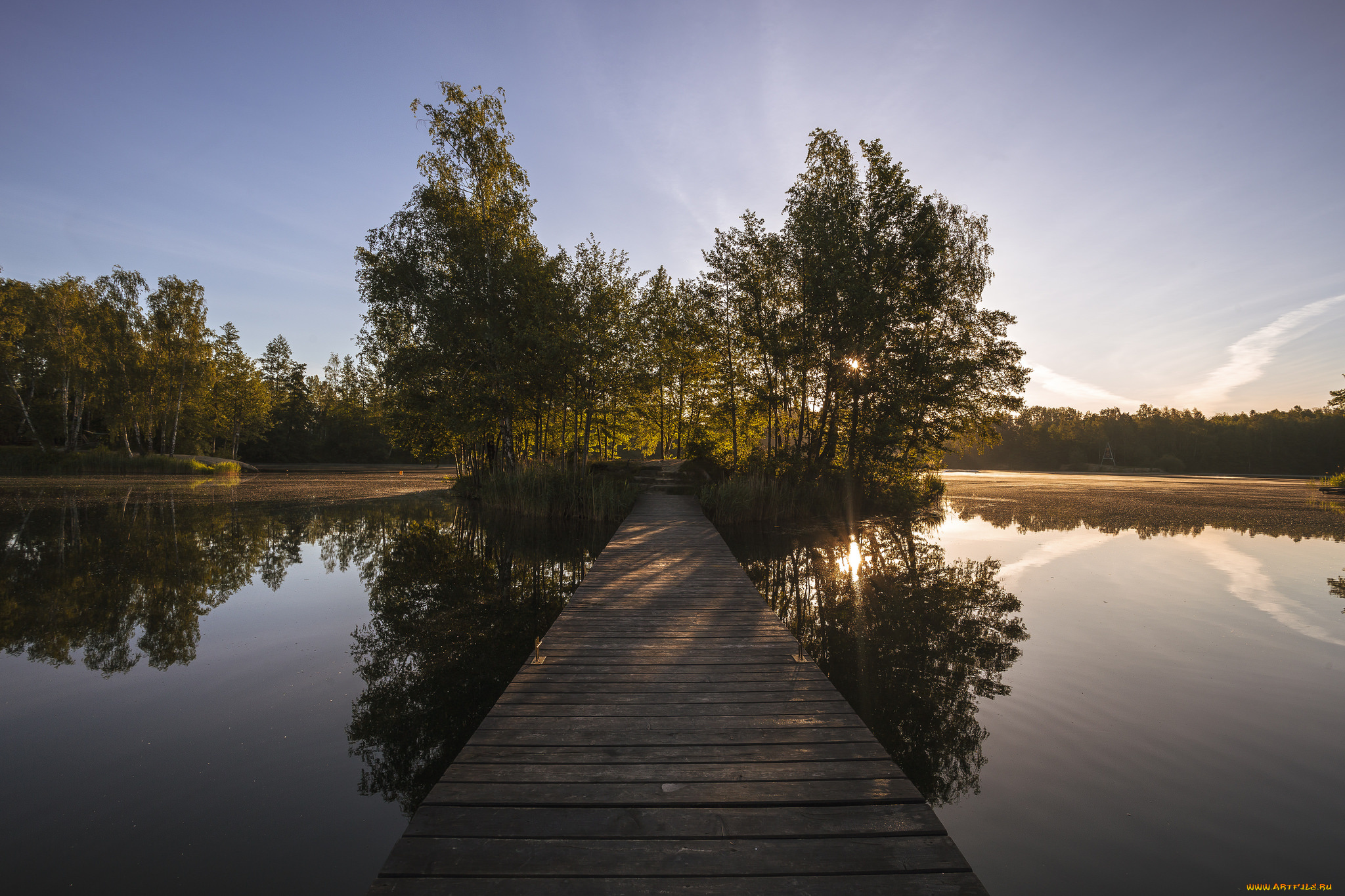 природа, реки, озера, мостик