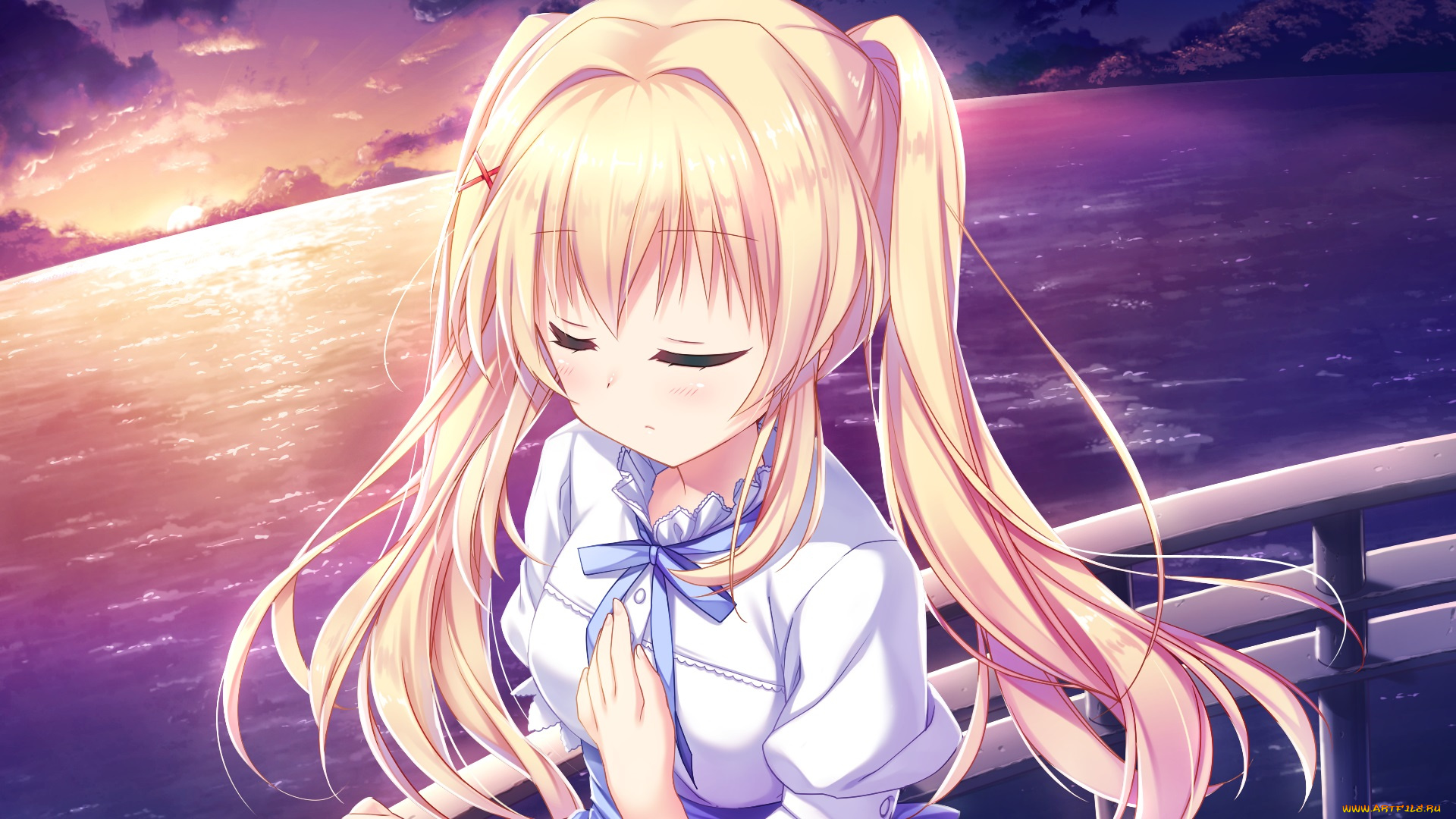 аниме, summer, pockets, взгляд, девушка, фон