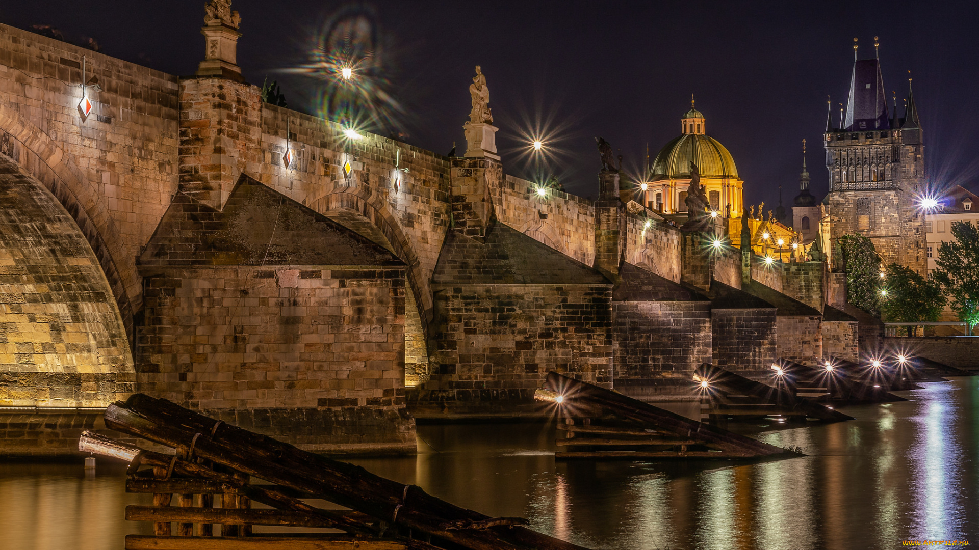 charles, bridge, in, praque, города, прага, , Чехия, простор