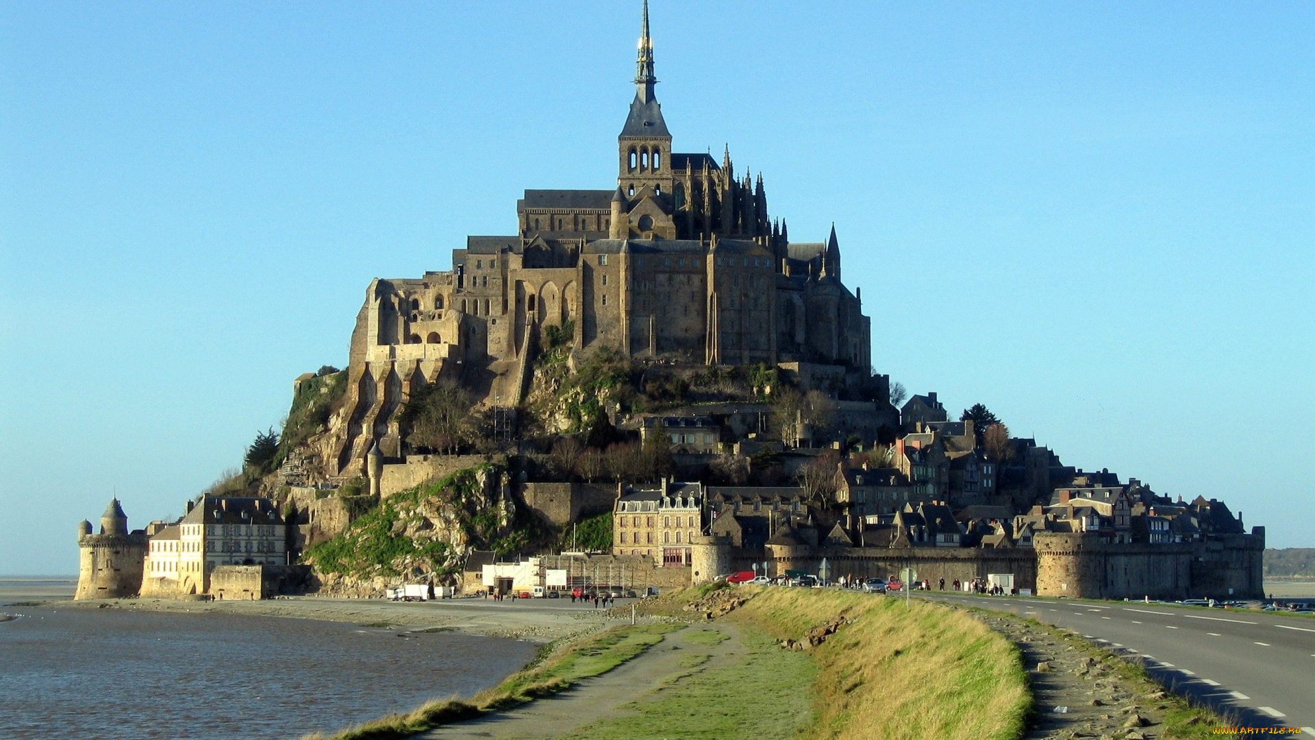 города, крепость, мон-сен-мишель, , франция, крепость