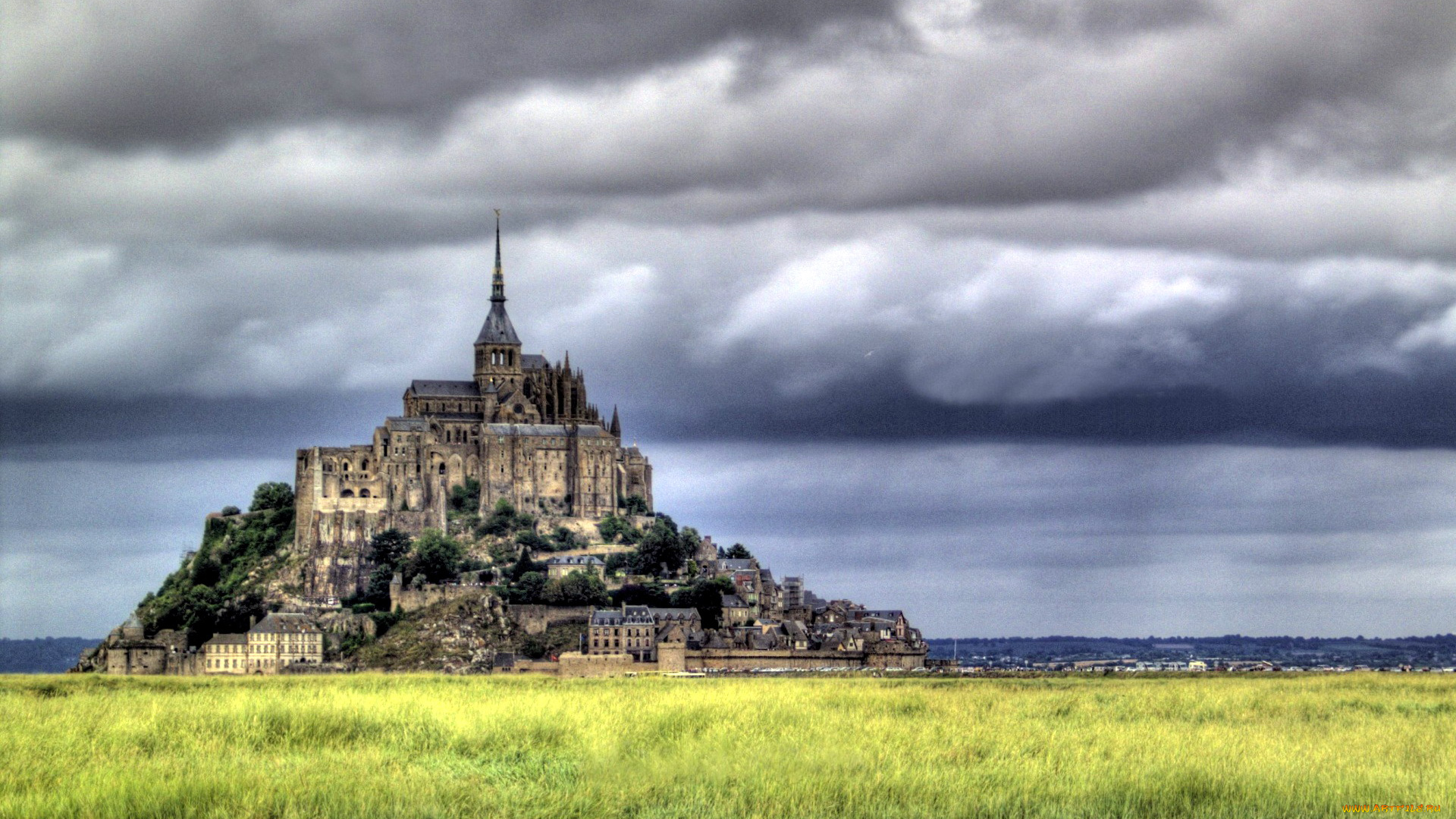 города, крепость, мон-сен-мишель, , франция, крепость