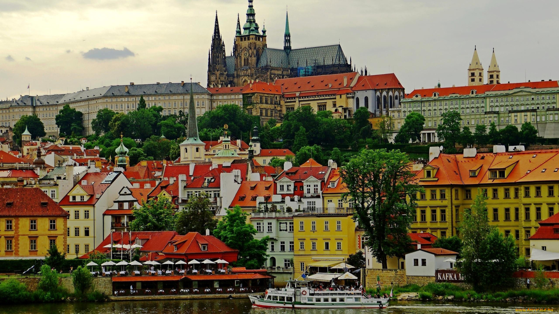 города, прага, , Чехия, влтава