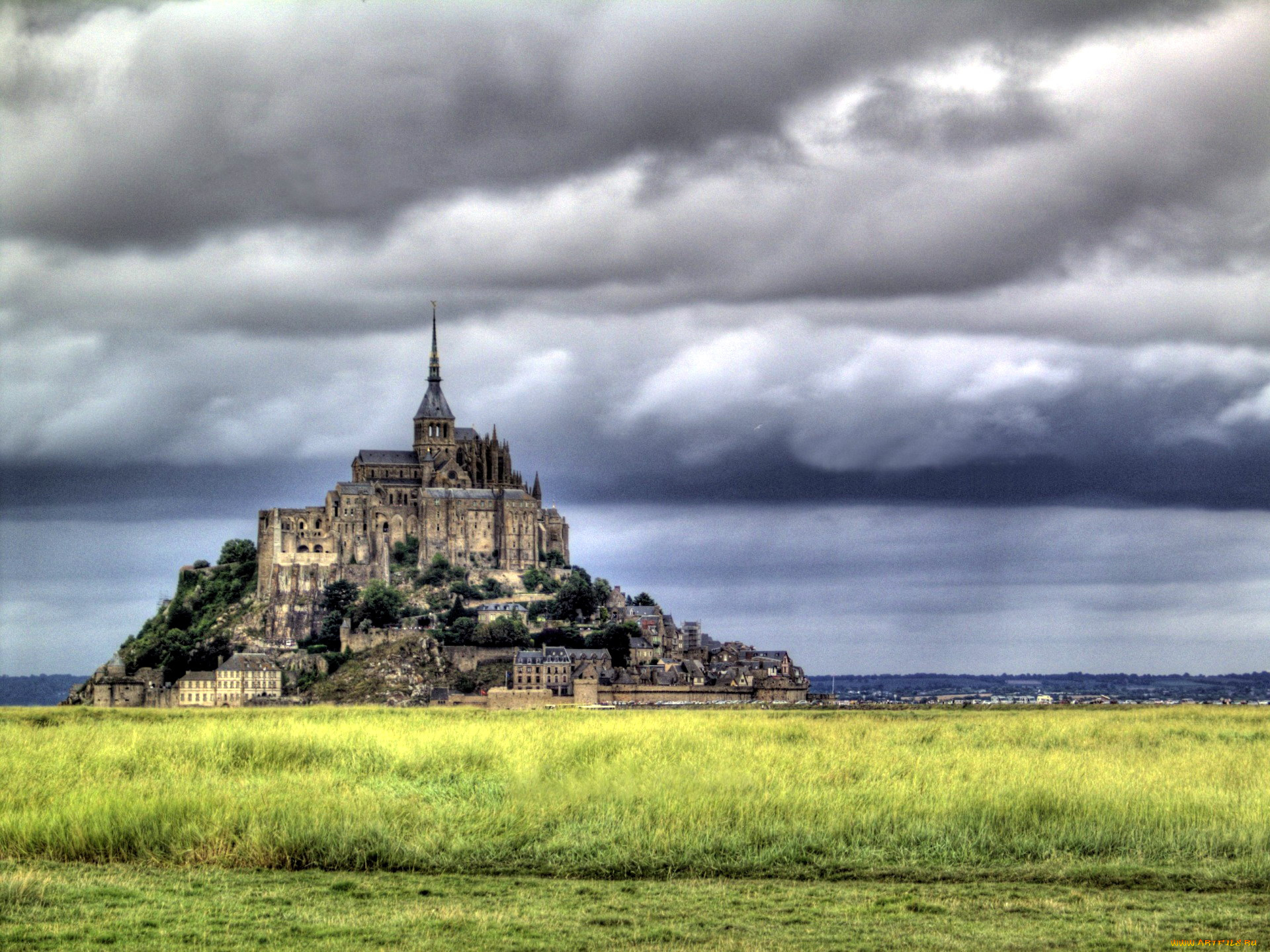 города, крепость, мон-сен-мишель, , франция, крепость