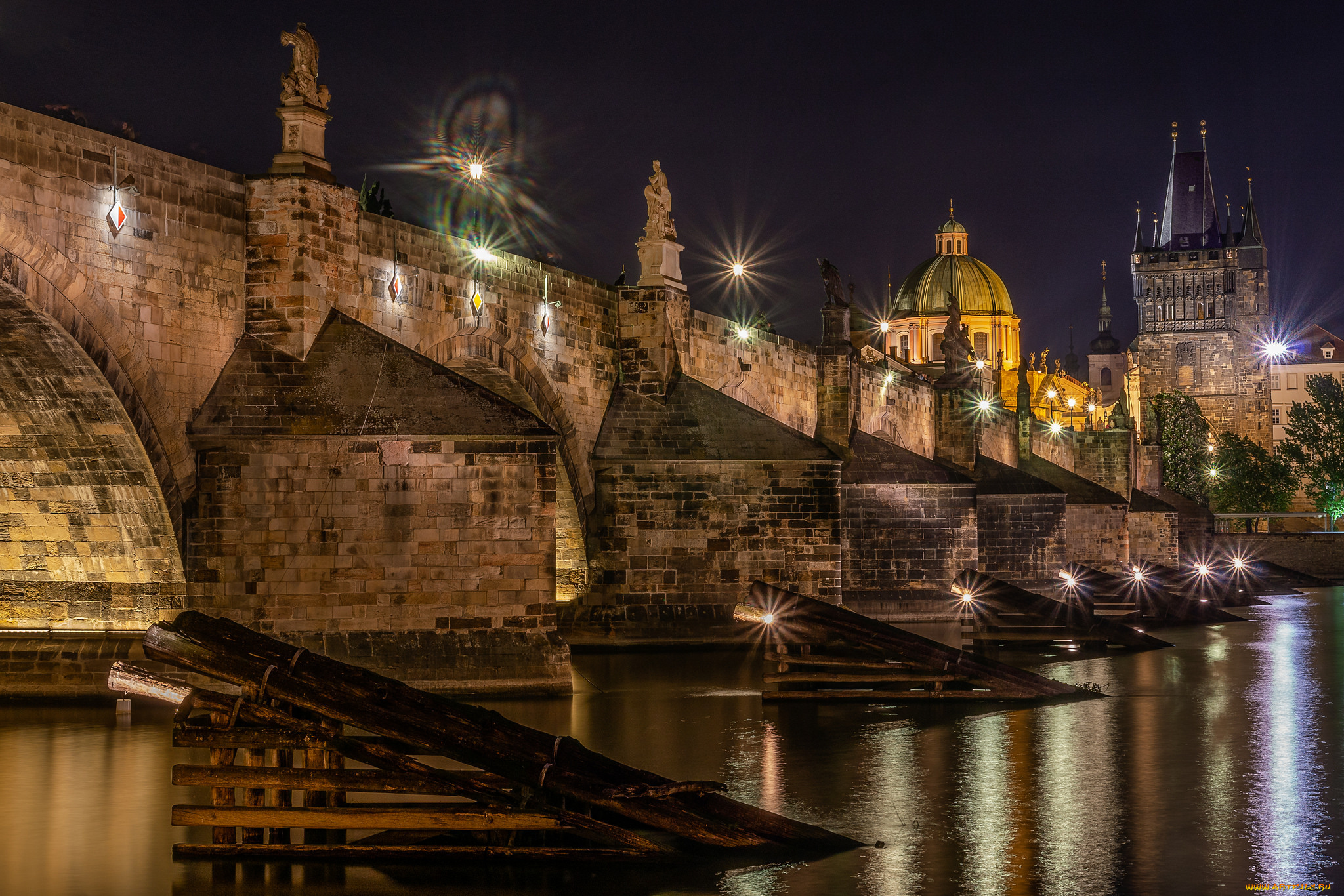 charles, bridge, in, praque, города, прага, , Чехия, простор