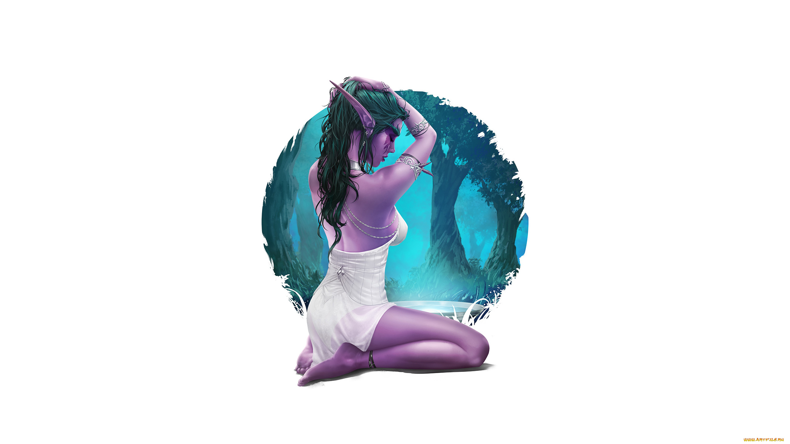 фэнтези, эльфы, тату, фон, девушка