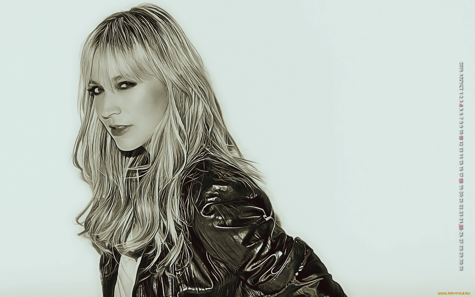 календари, компьютерный, дизайн, профиль, взгляд, женщина, calendar, 2019, девушка