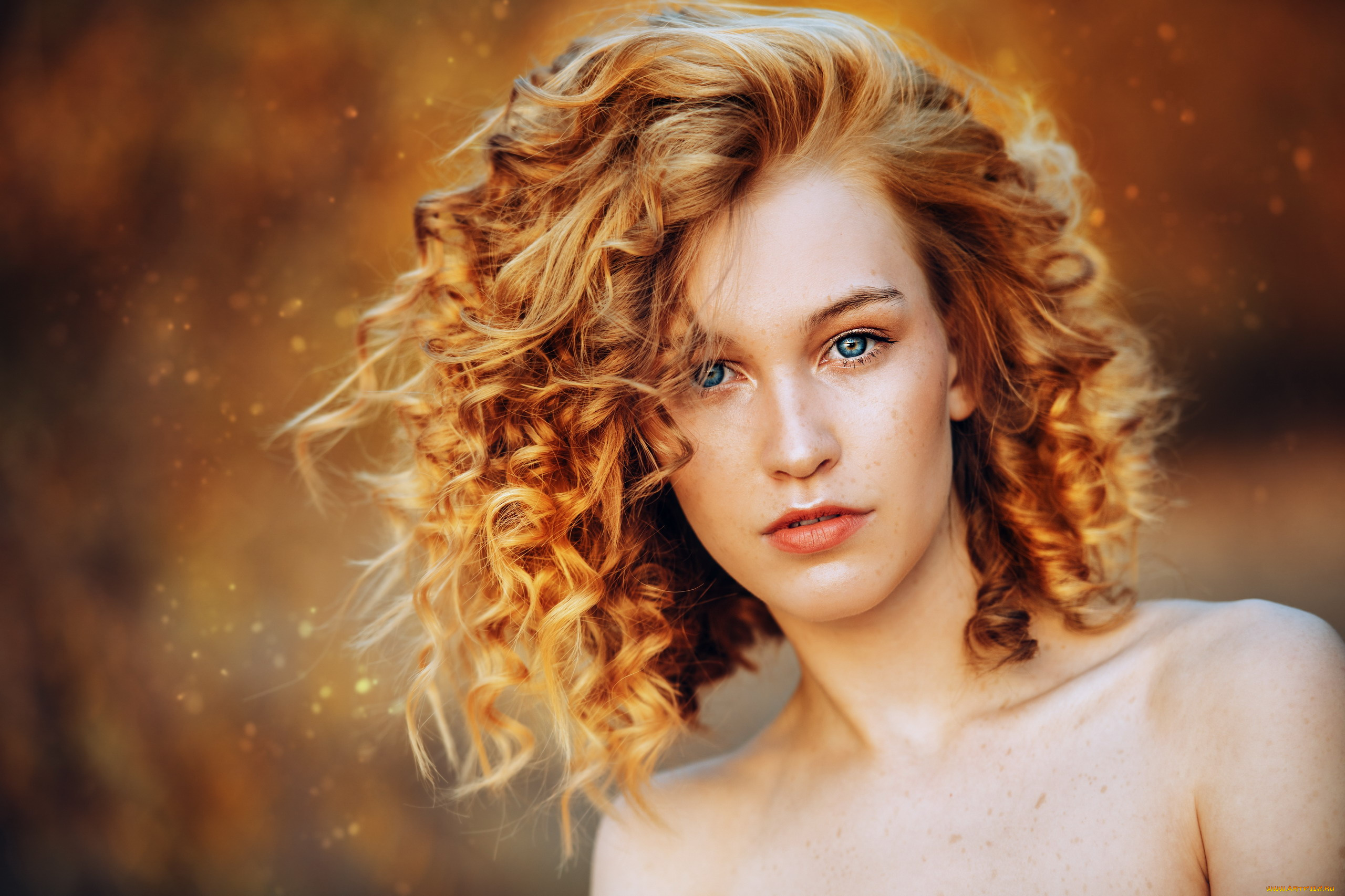 девушки, -, лица, , портреты, рыжие, локоны