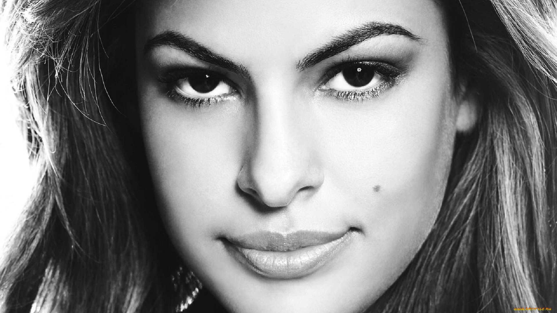 девушки, eva, mendes, актриса, лицо, черно-белая