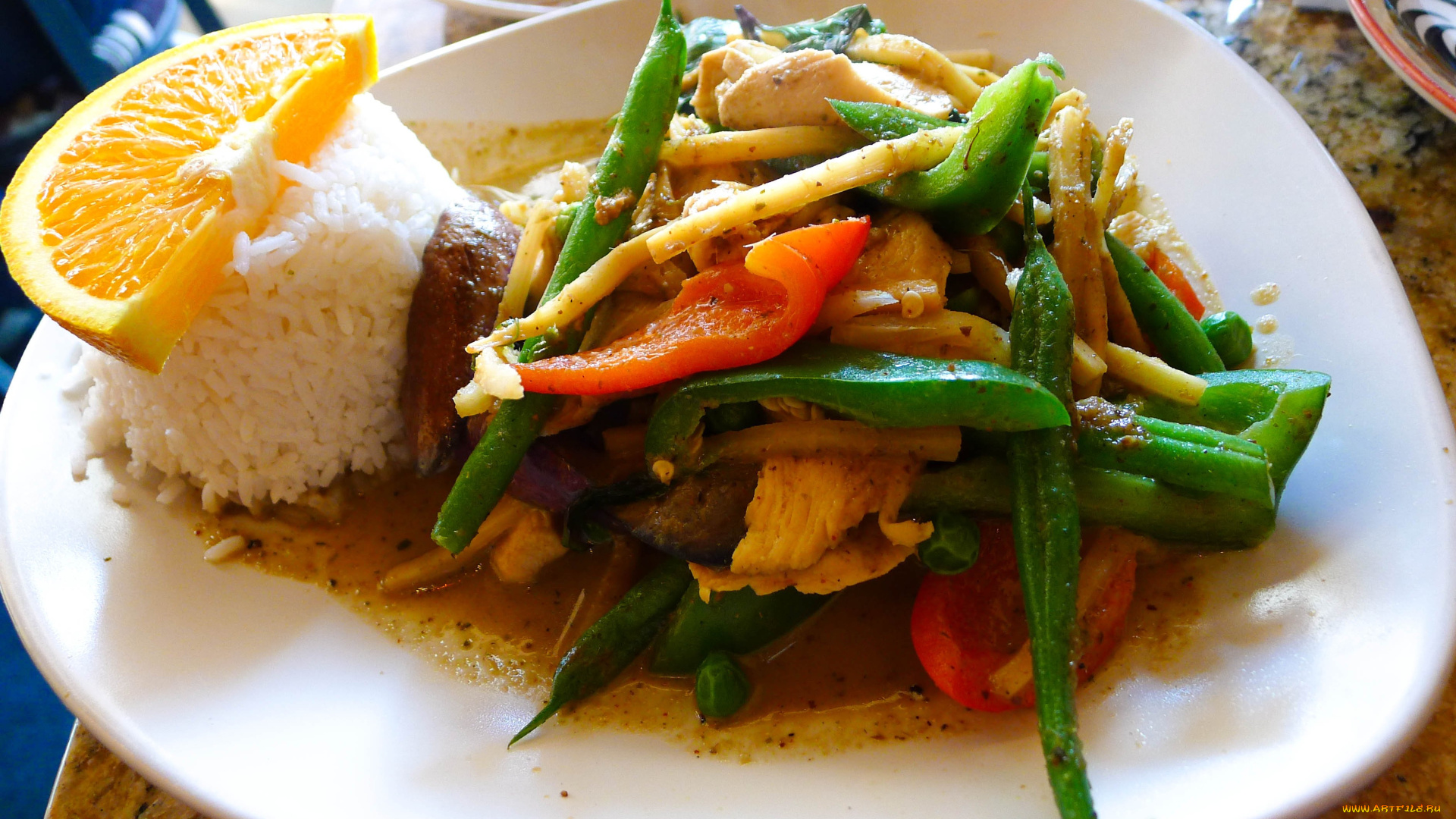 еда, вторые, блюда, тайская, кухня, рис, овощи