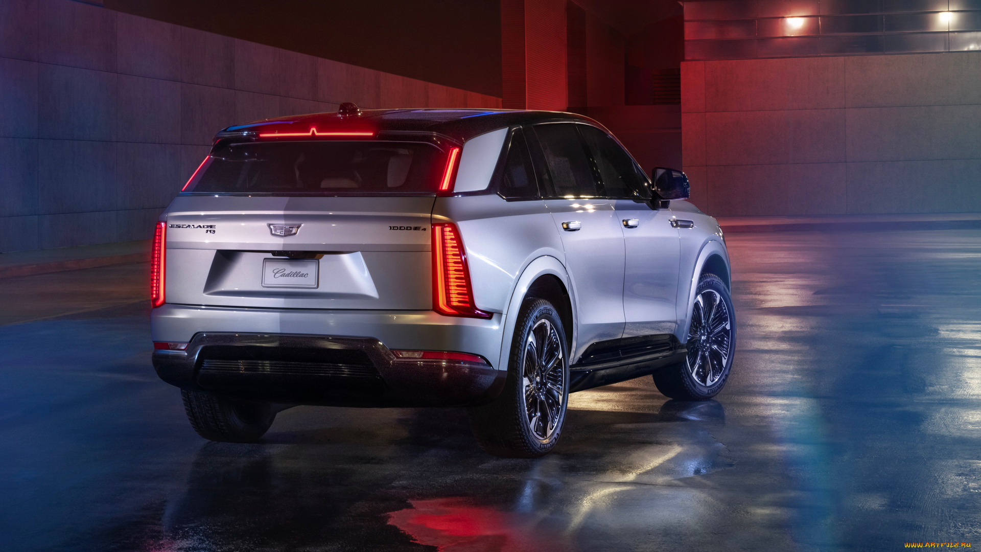 cadillac, escalade, iq, 2025, автомобили, cadillac, внедорожник, кадиллак, escalade, iq, электромобиль, вид, сзади, габаритные, огни, новая, модель