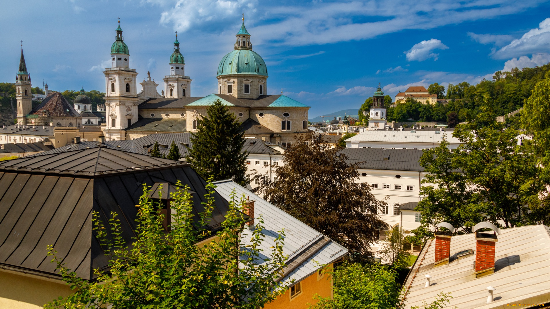 города, зальцбург, , австрия, панорама