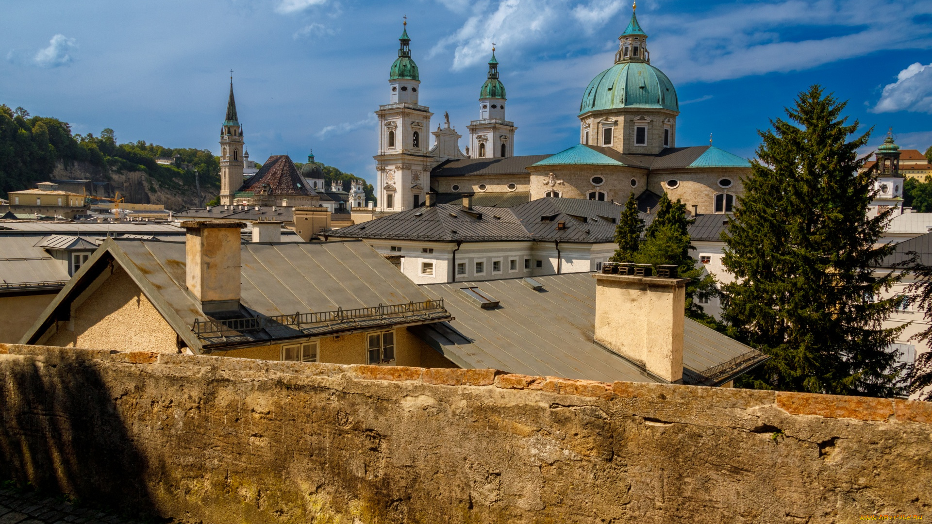 города, зальцбург, , австрия, панорама