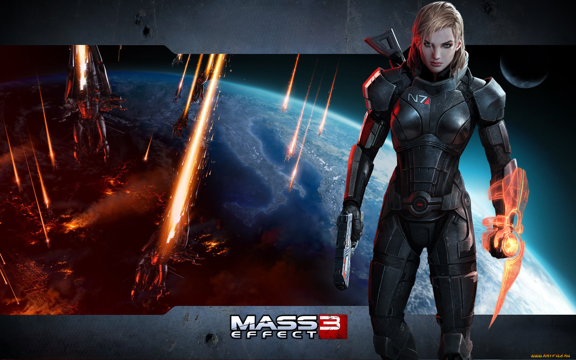 видео, игры, mass, effect, 3, девушка, броня, оружие, планета