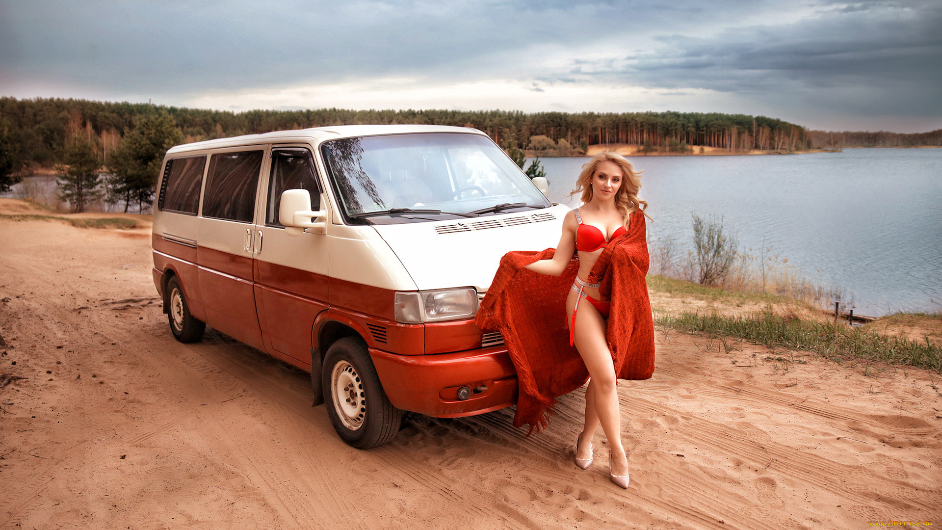 автомобили, -авто, с, девушками, volkswagen, transporter