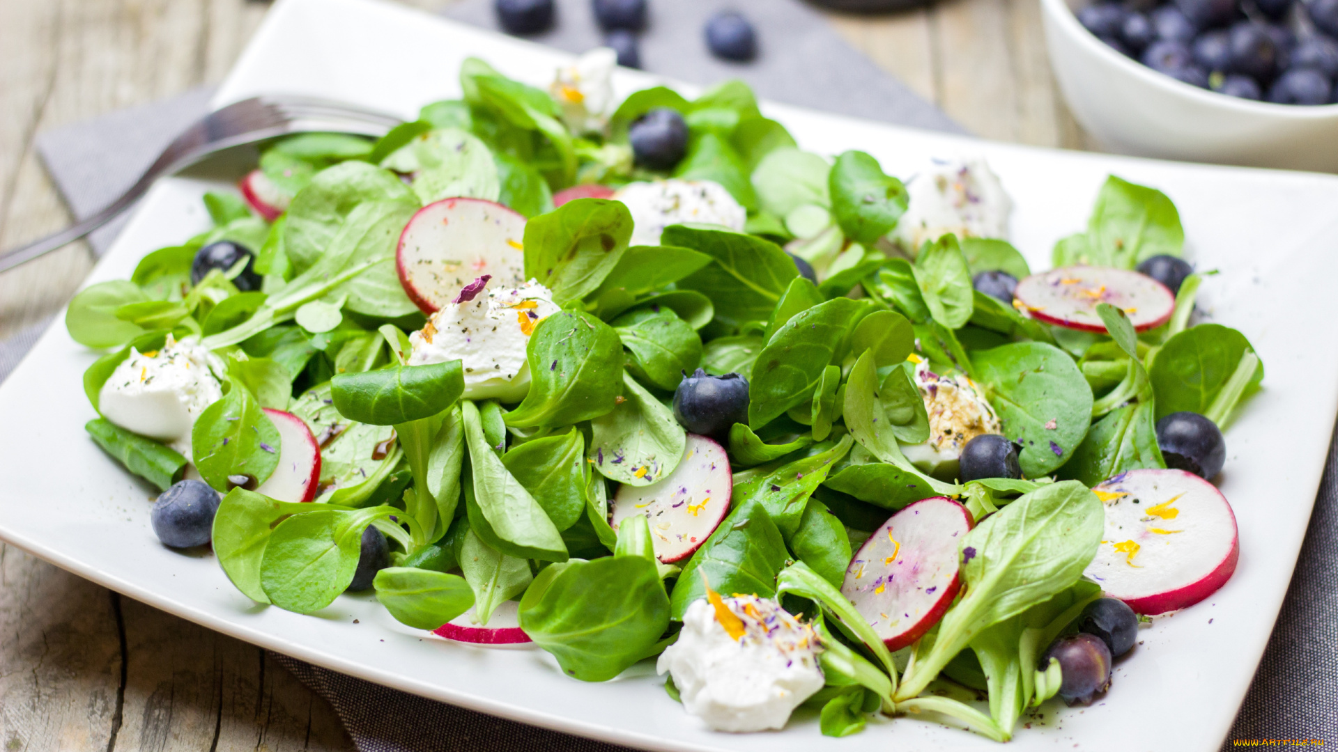 еда, салаты, , закуски, редис, салат, голубика