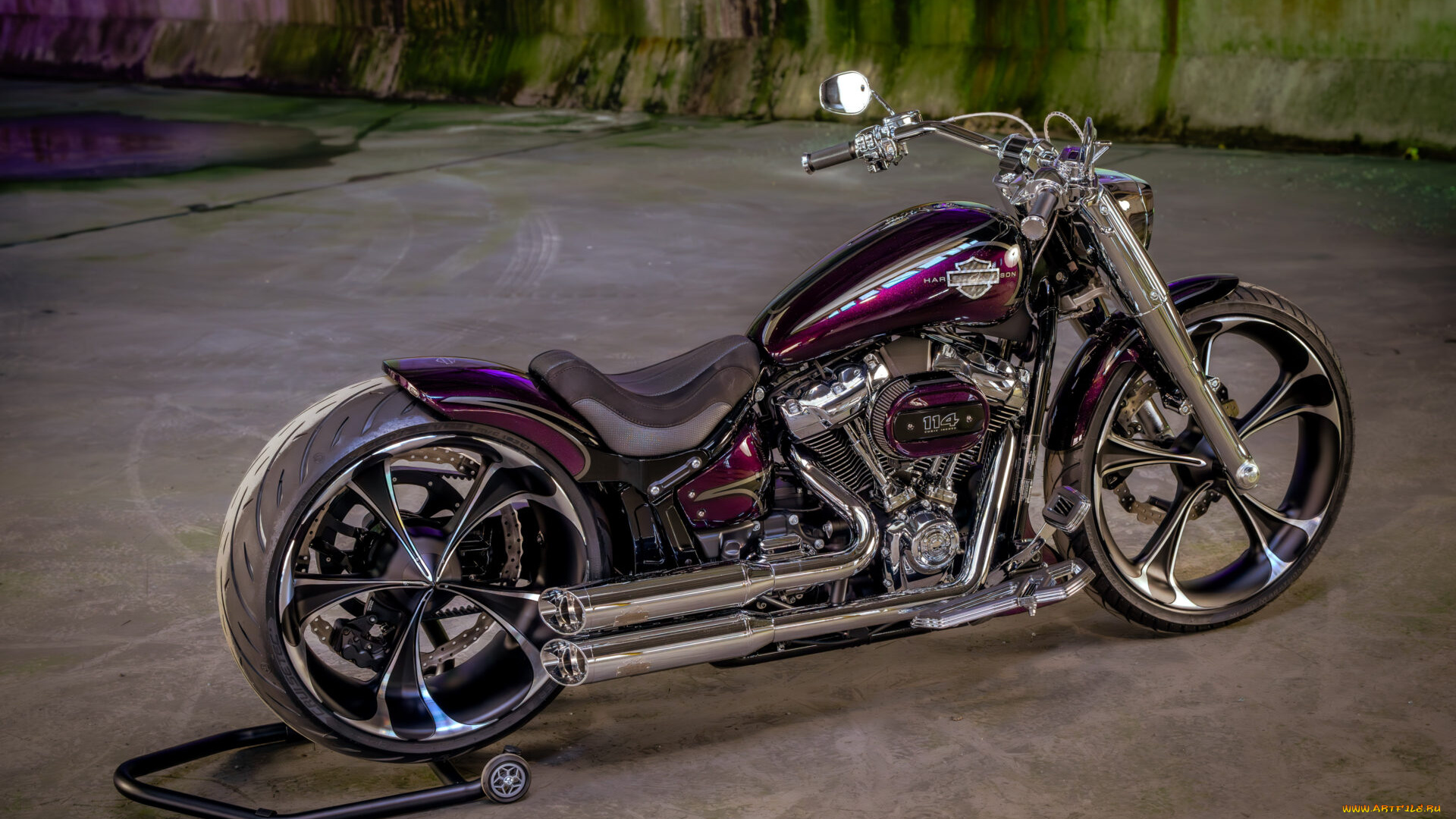 мотоциклы, harley-davidson, softail, fat, boy, customized, custombikes, royal, purple