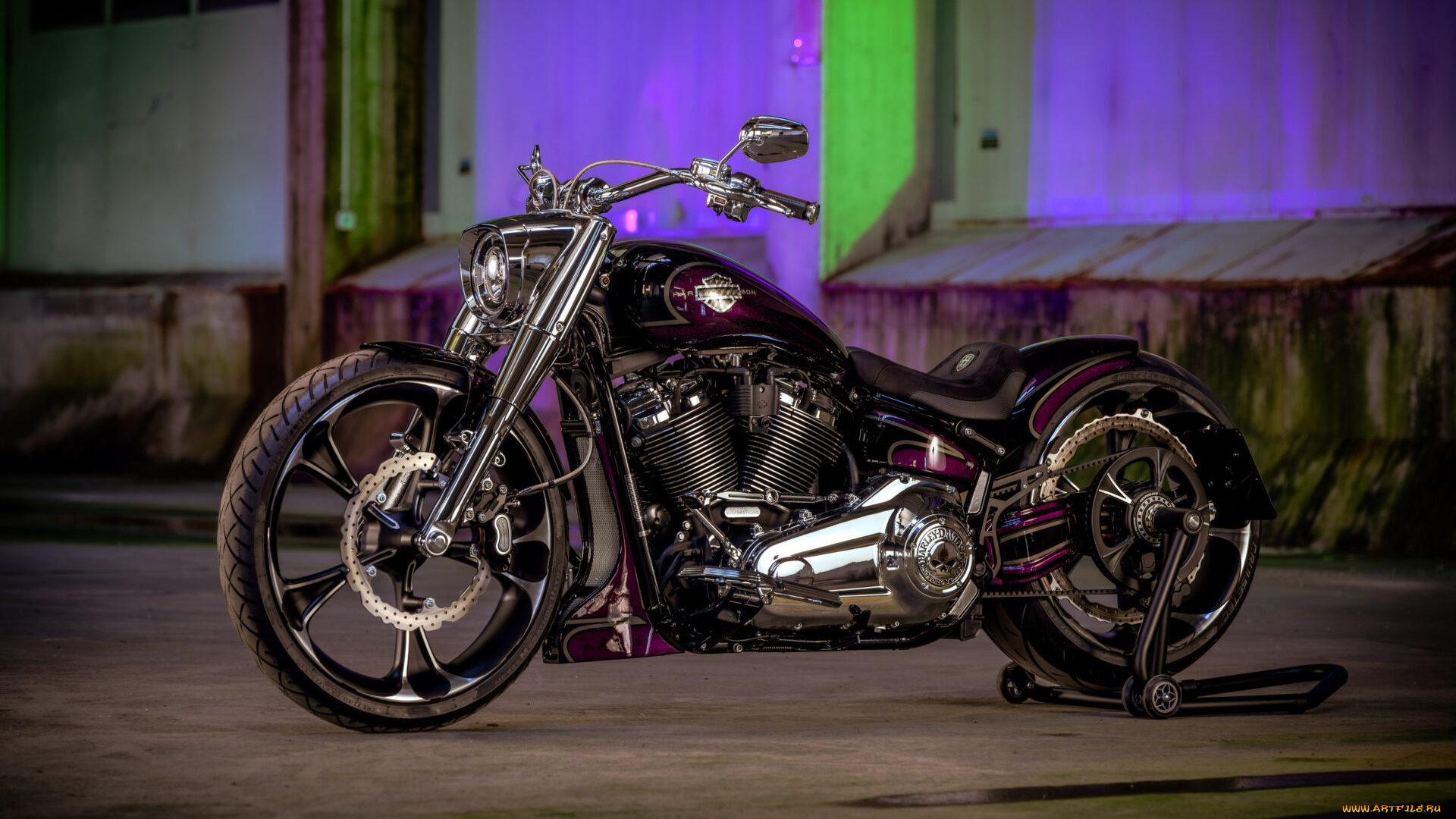 мотоциклы, harley-davidson, softail, fat, boy, customized, custombikes, royal, purple