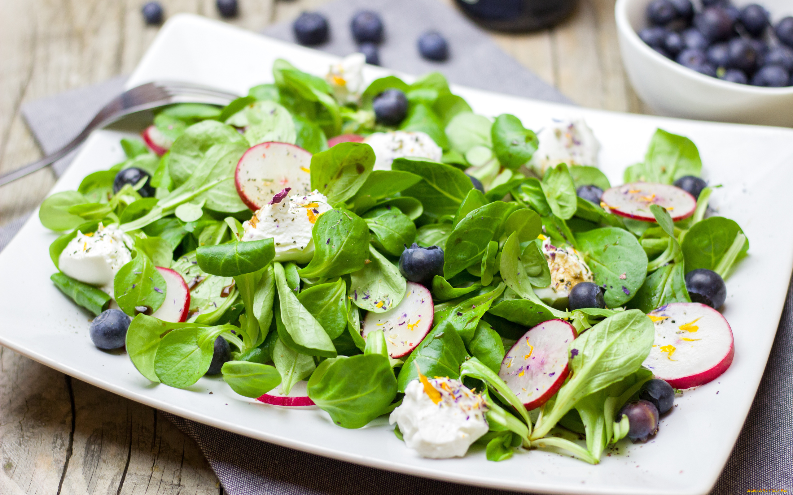 еда, салаты, , закуски, редис, салат, голубика