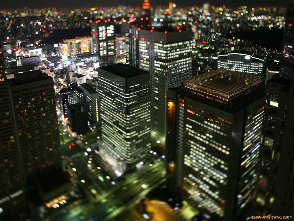 города, огни, ночного