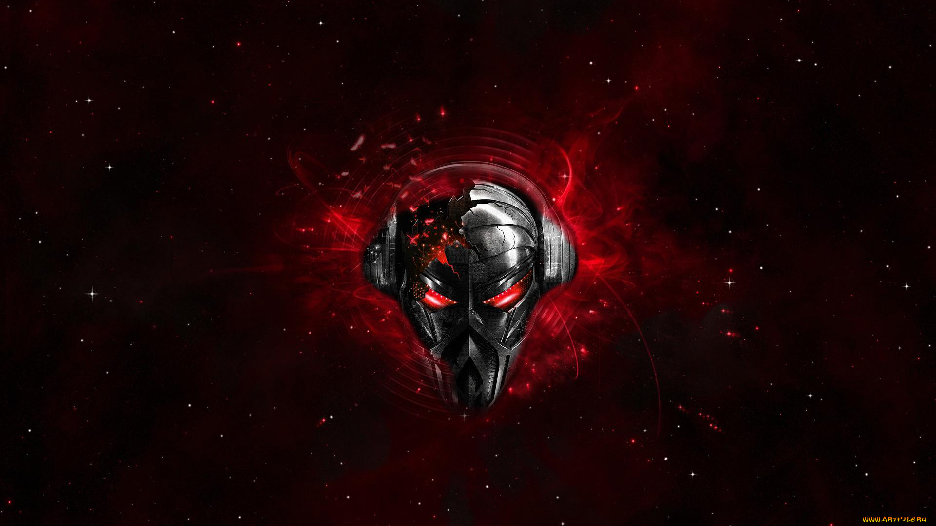 3д, графика, другое, маска, космос, наушники