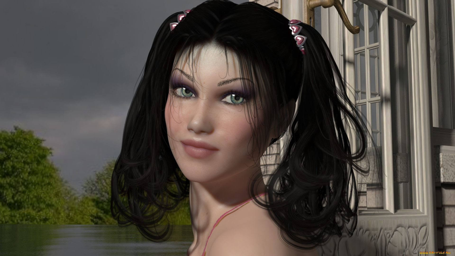 3д, графика, people, люди, девушка, дверь