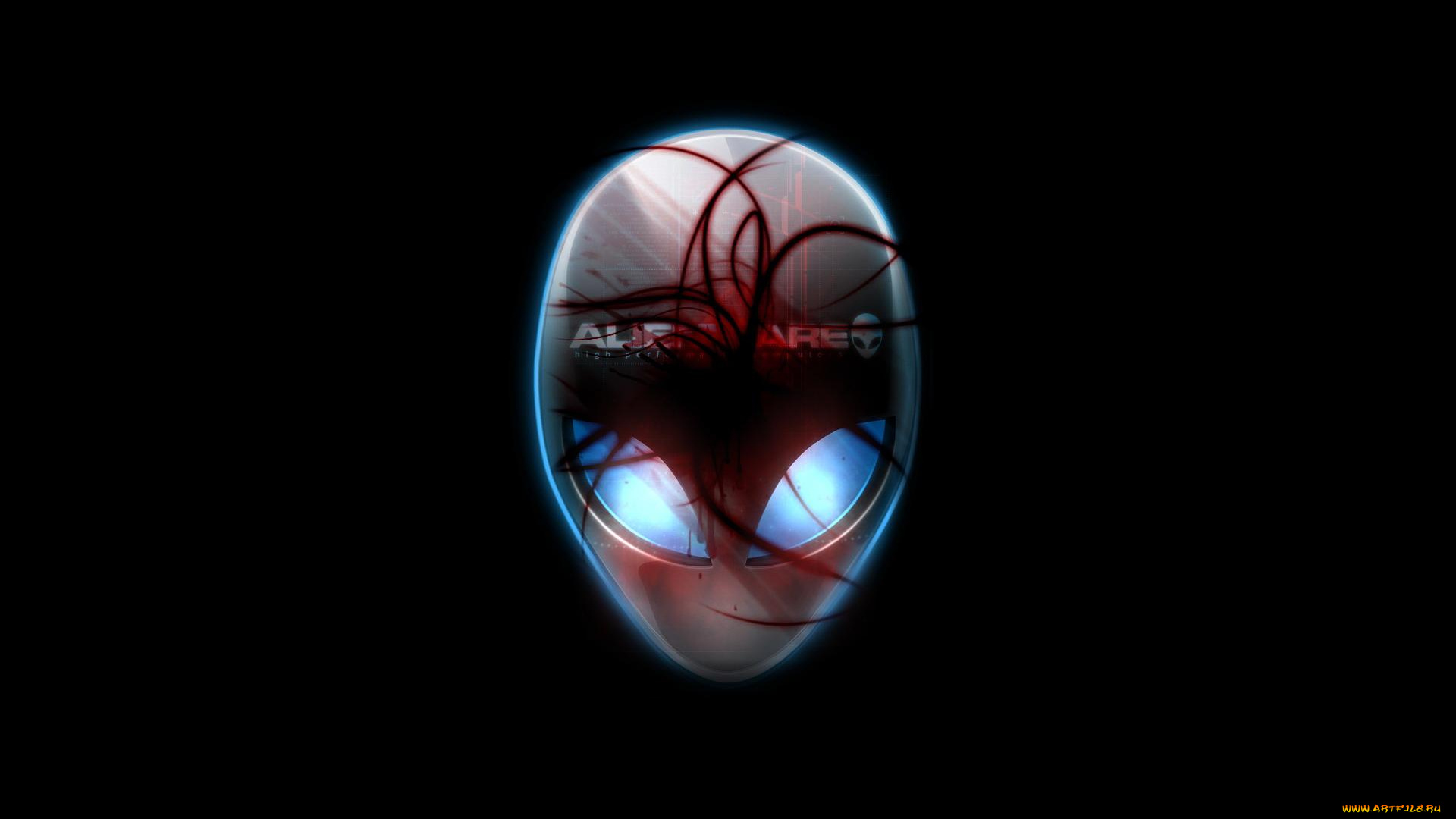 компьютеры, alienware, тёмный, иллюминация, графика, маска